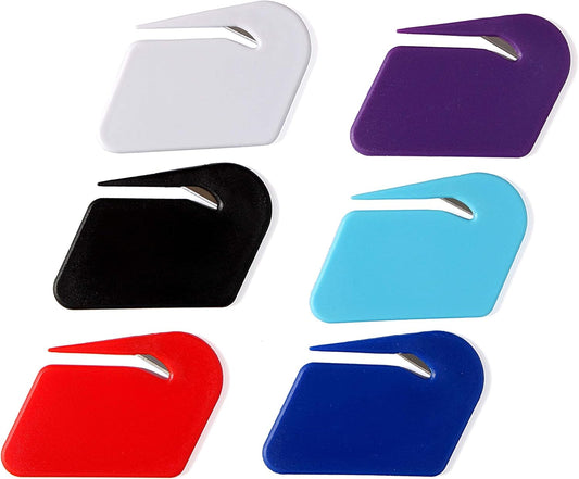 Letter Opener Envelope Slitter,6 Pack, Mail Openers Plastic Razor Blade,Envelope Cutter,Letter Opener for Women,Man(red/white/dark blue/black/purple/sky blue)
