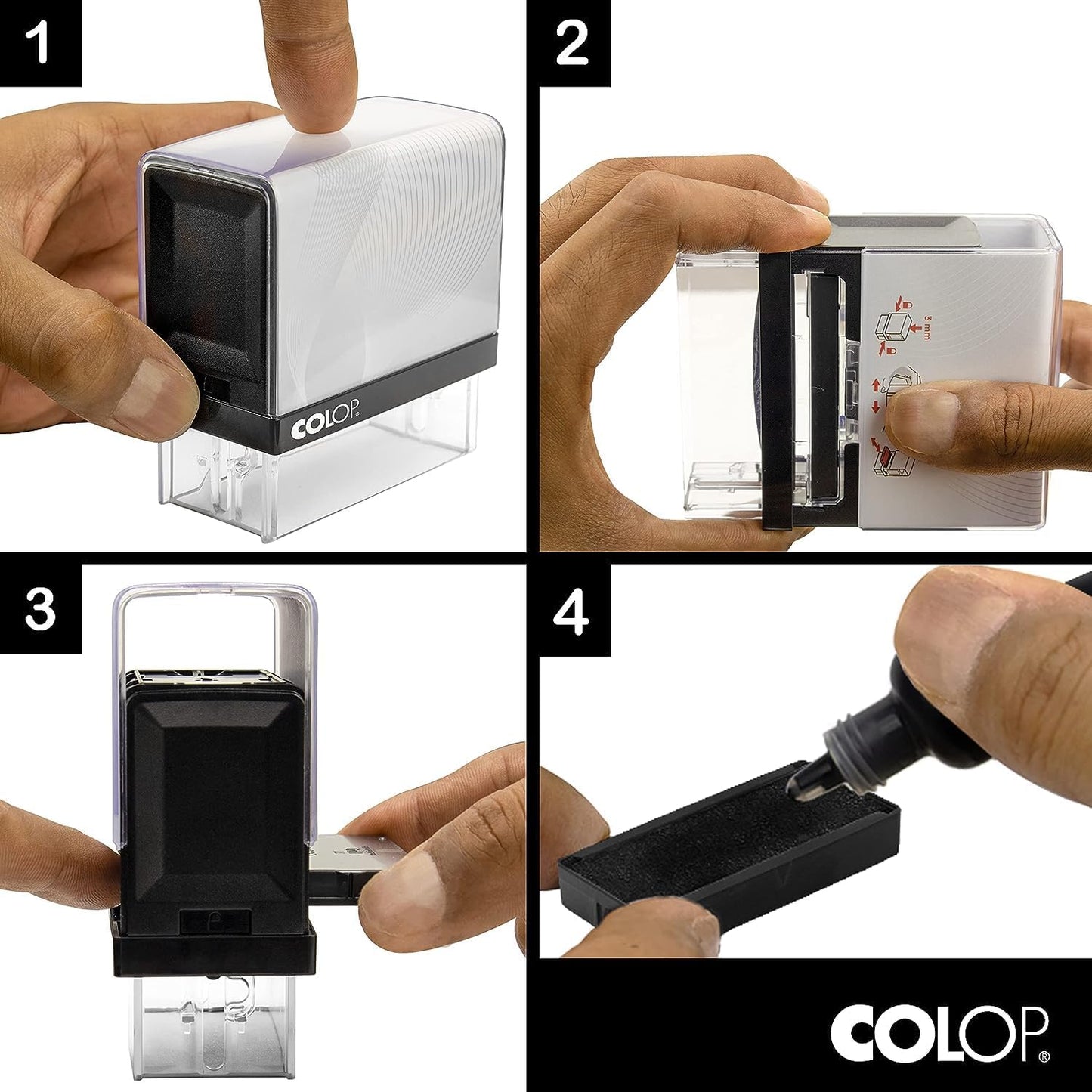 COLOP XXL Size Self Inking Custom Signature Stamp - Choose from 15 Ink Colors