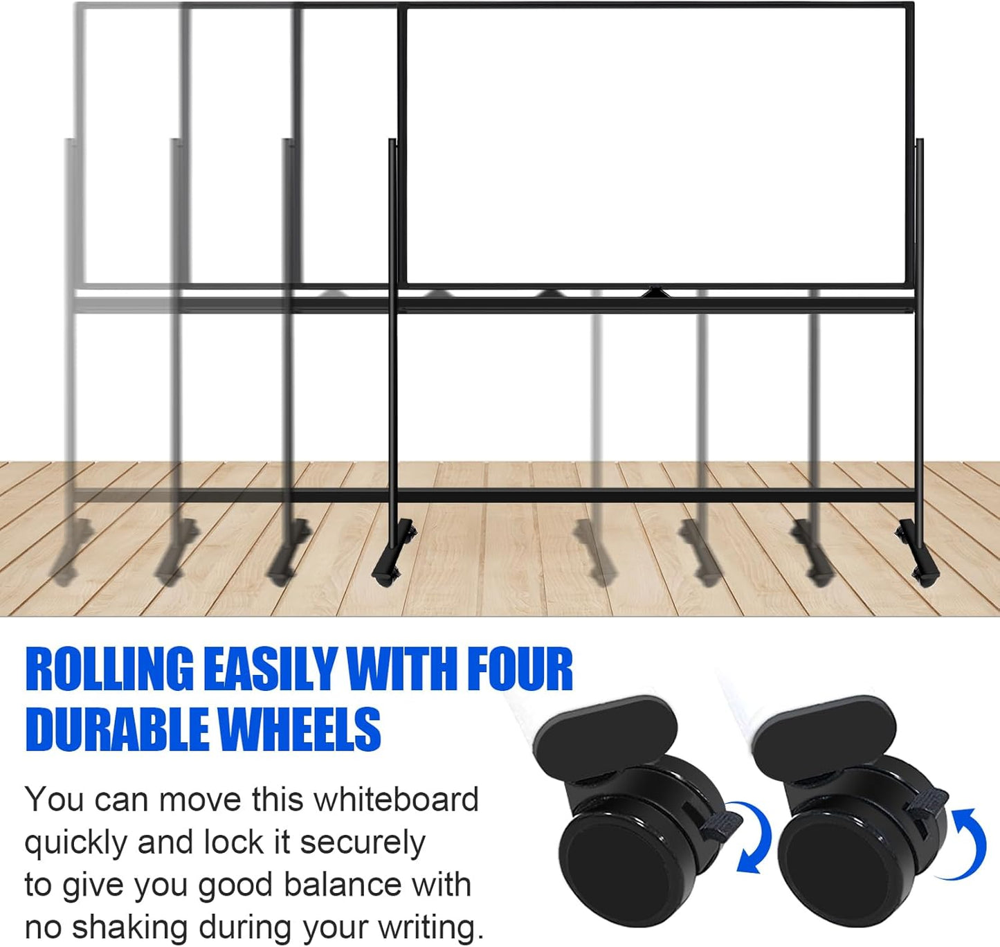 Magnetic Mobile Whiteboard 72 X 48 Rolling White Boards on Wheels, Large Double-Sided 6' x 4' Dry Erase Board with Stand, Standing White Board with Eraser & Marker & Magnet & Magnetic Calendar