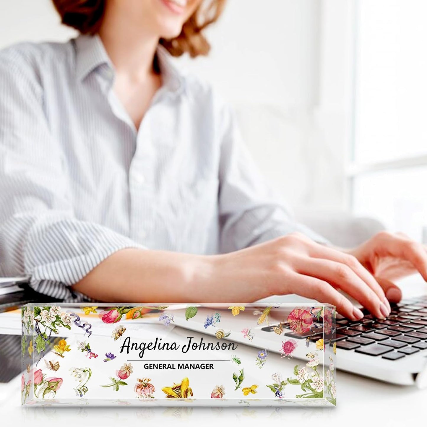 Personalized Name Plate for Desk, Custom Acrylic Desktop Accessories Office Decor for Women Men, Offices Gift for Coworkers Boss Teacher, Employee Appreciation Gifts