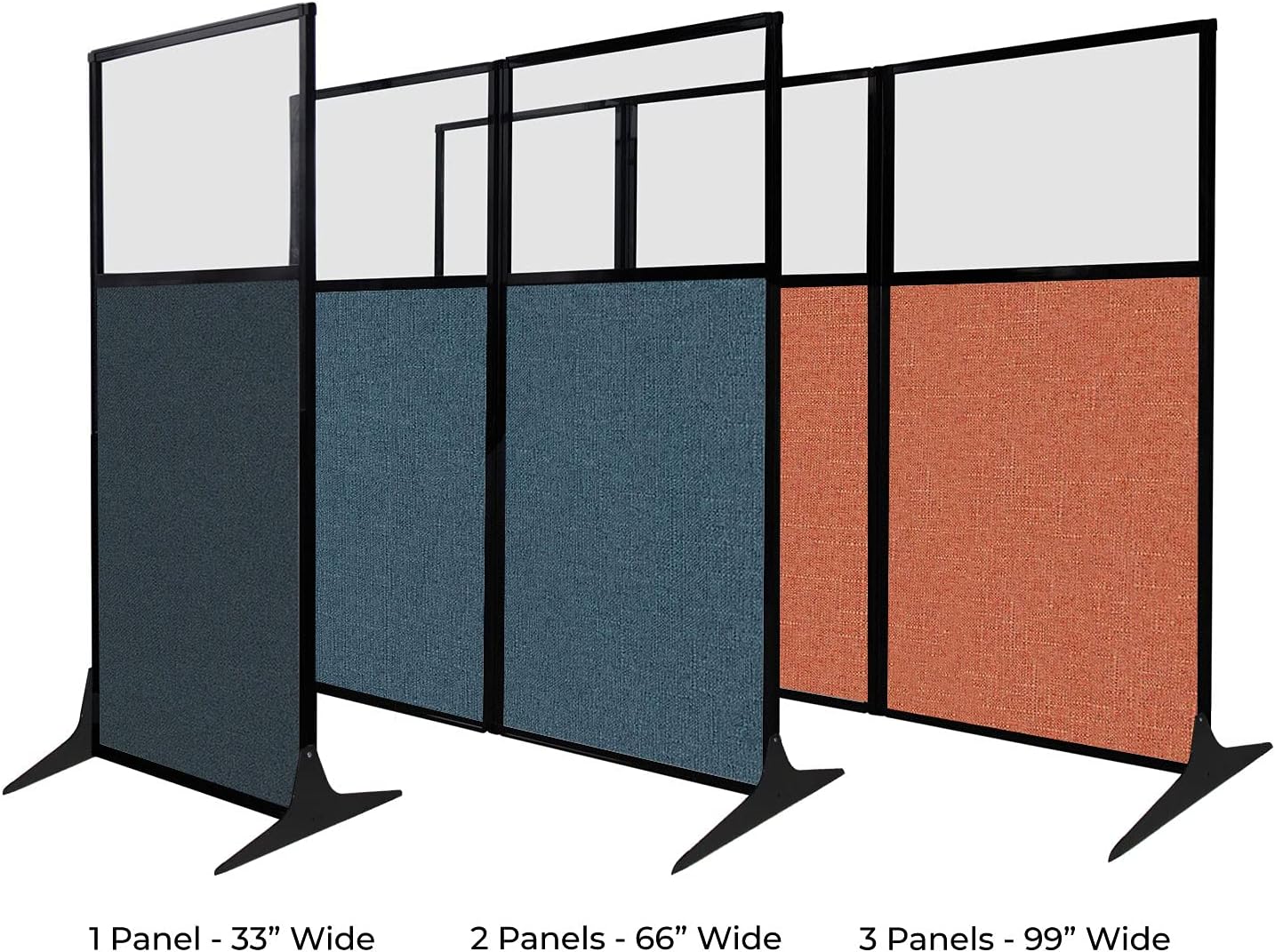 Versare Workstation Partition | Portable Wall Divider | Modern Office Cubicle | Free Standing Privacy Screen | Flexible Work Space | 66" x 70" Caribbean Fabric Panels