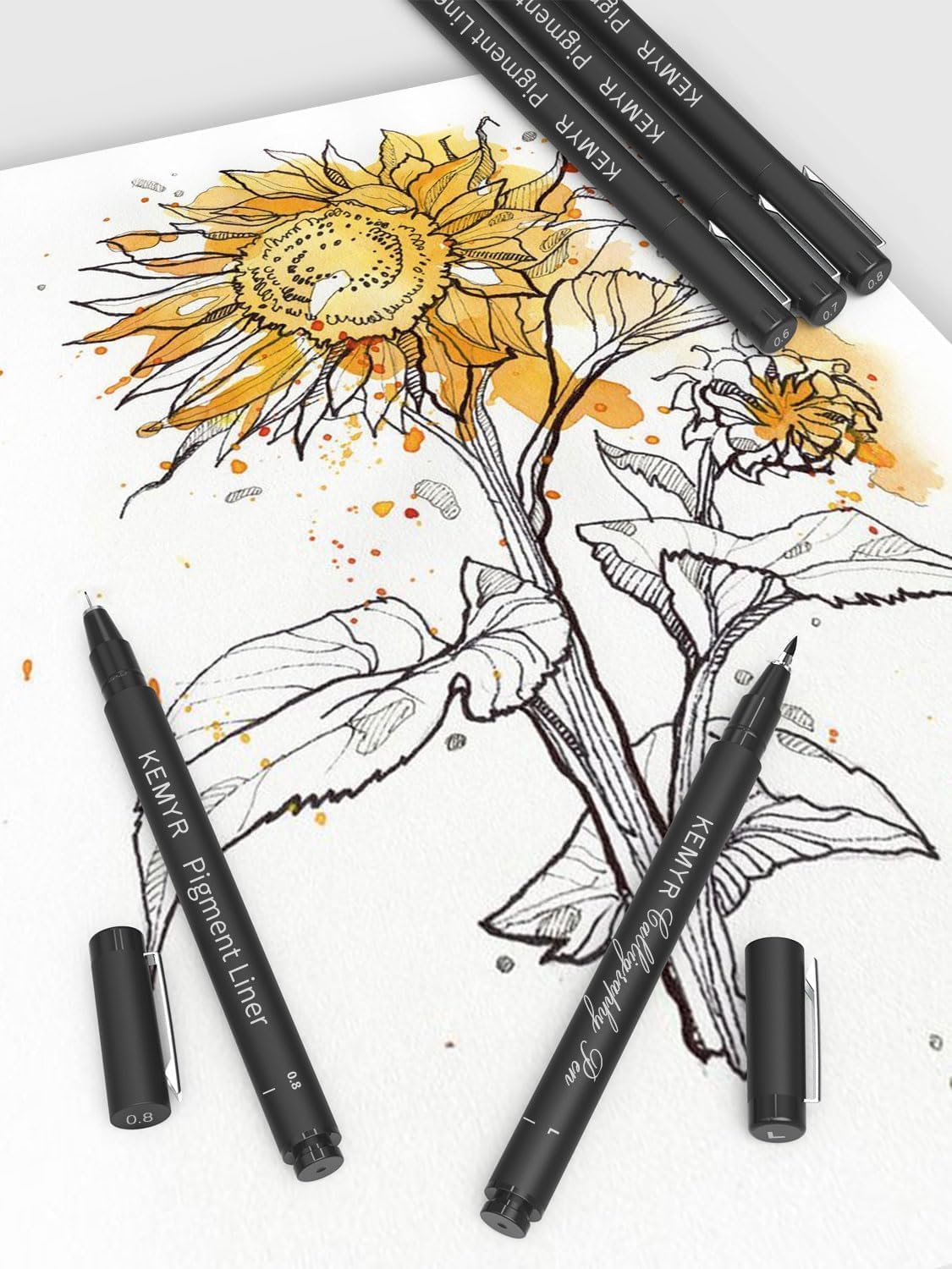 8 Micro Fine liner Drawing Art Pens Calligraphy Pens: XS-E3.0 Size Black Art supplies Waterproof Archival Black Ink Markers For Artists,Use for Professional Watercolor,Sketching