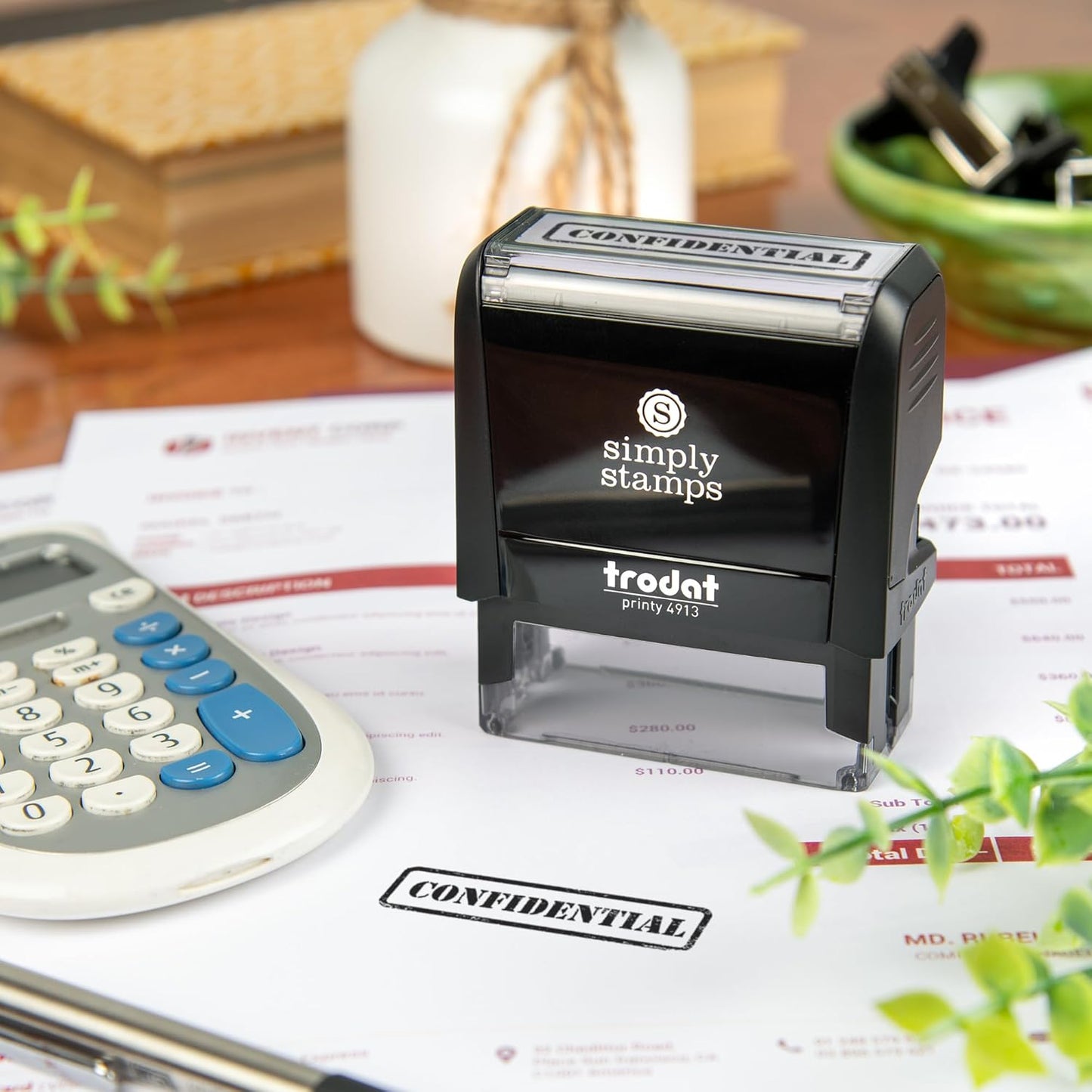 Confidential Office Stamp | 4 Different Sizes | 20 Designs | Multiple Color Options | Perfect for Quick Validation of Office Documents (Confidential, Large)