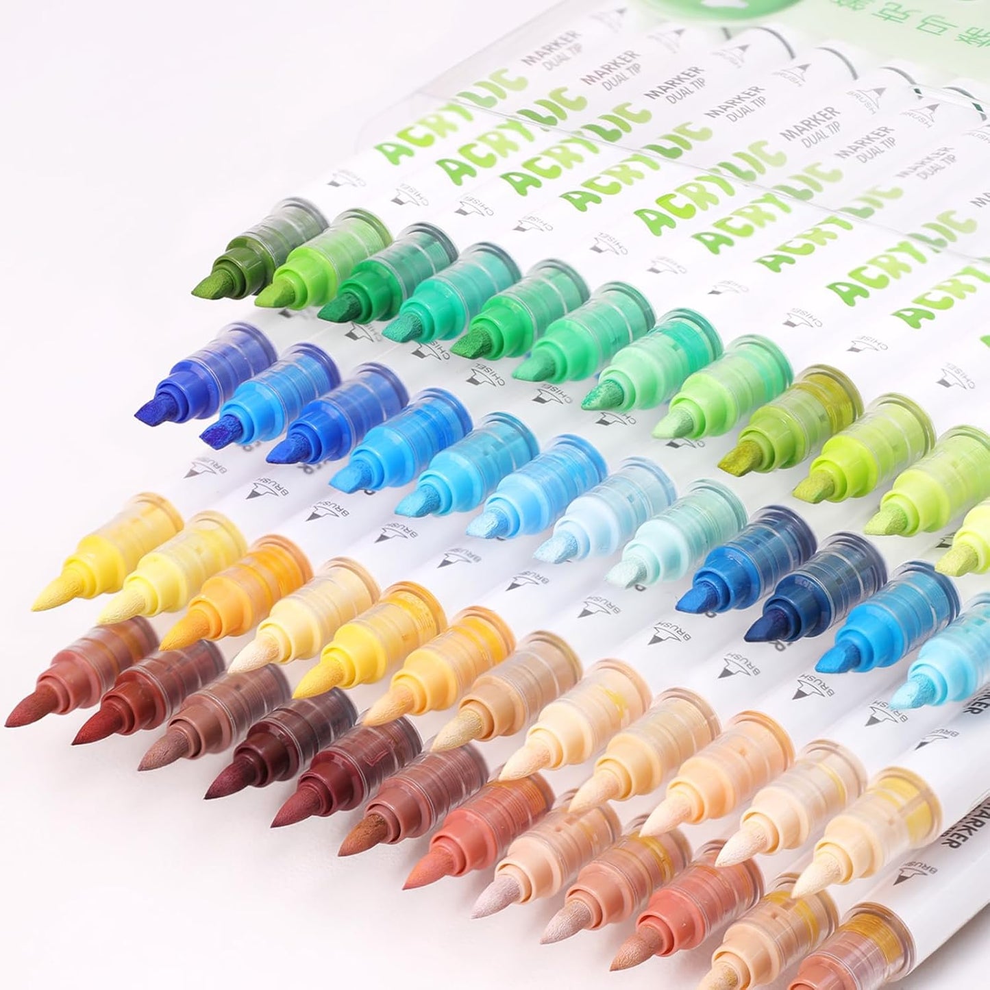 kander 12 Colors Dual Tip Acrylic Paint Markers, Yellow Orange Color — Extra Fine & Soft Brush Pen Set with Direct Ink Flow for Sketching, Detailing, Coloring on Wood, Canvas, Rock, Glass, DIY Crafts
