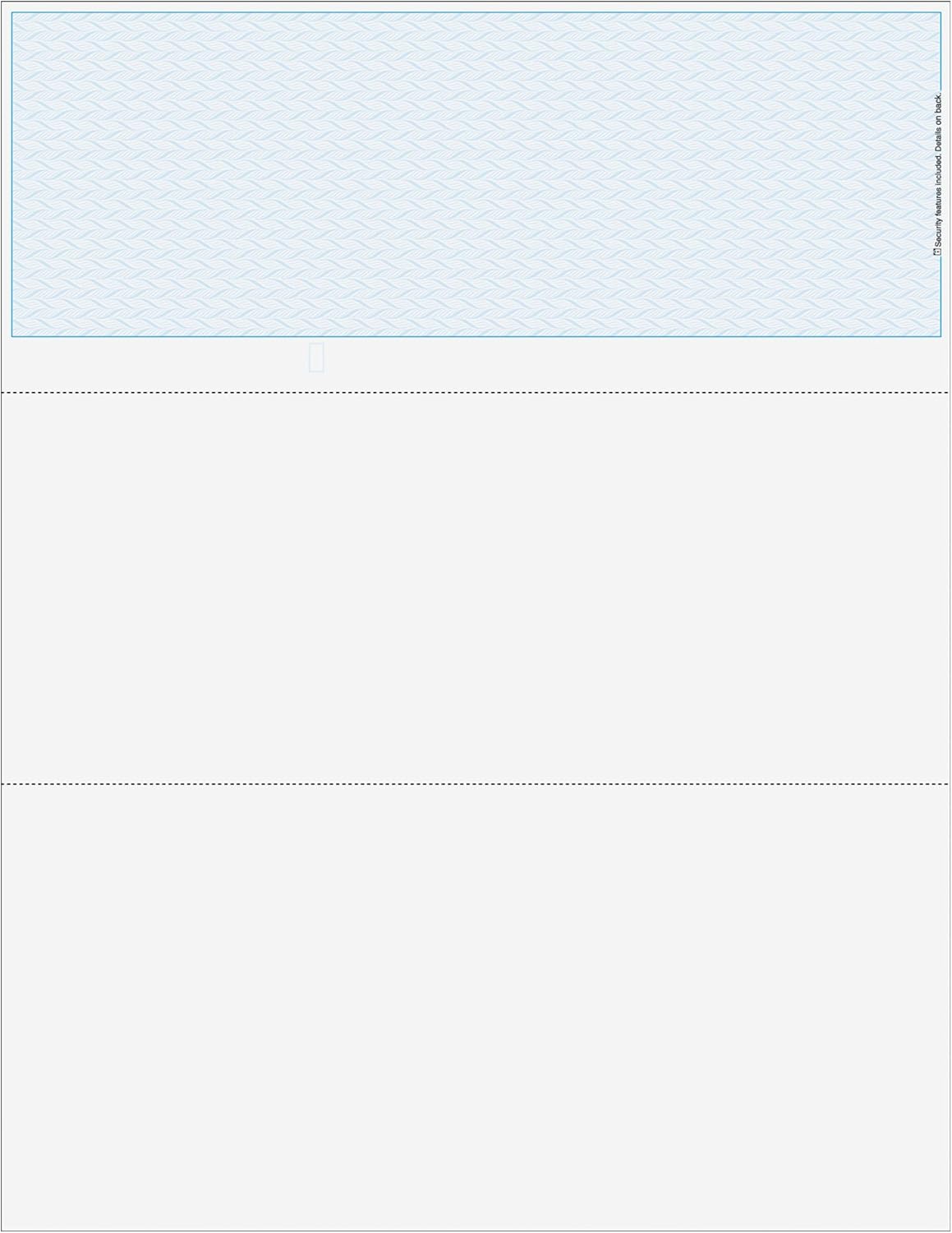 Classic Blank Top Business Check, Blank Computer Top Check Paper with Blue Herringbone Background, 500/Pk