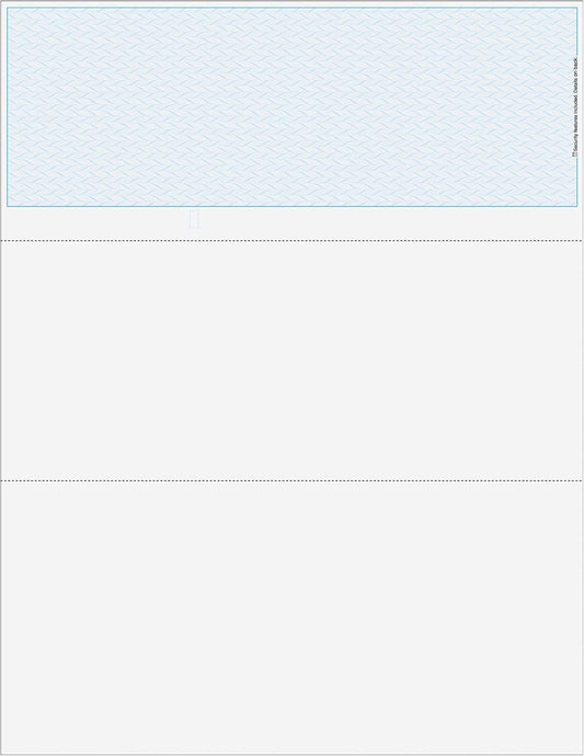 Classic Blank Top Business Check, Blank Computer Top Check Paper with Blue Herringbone Background, 500/Pk