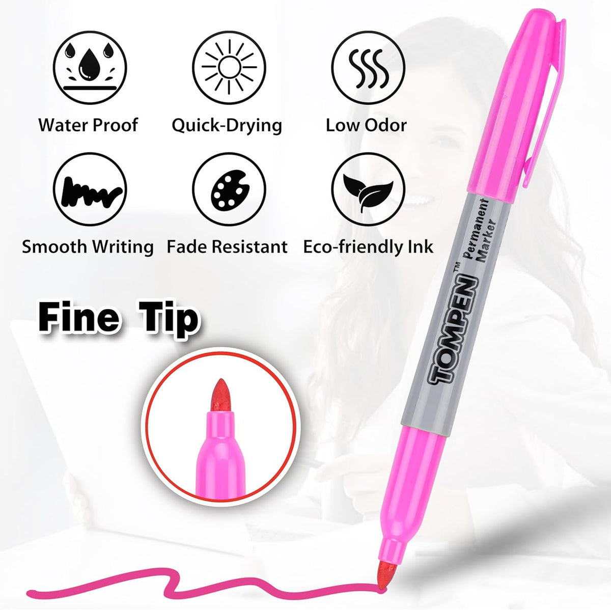 Permanent Markers,Fine Tip,48 Pack Bulk,16 Assorted Colors,Waterproof Permanent Marker Pens with Quick Drying on Wood,Plastic,Paper,Metal,Mirror for Drawing Coloring Art Writing Poster