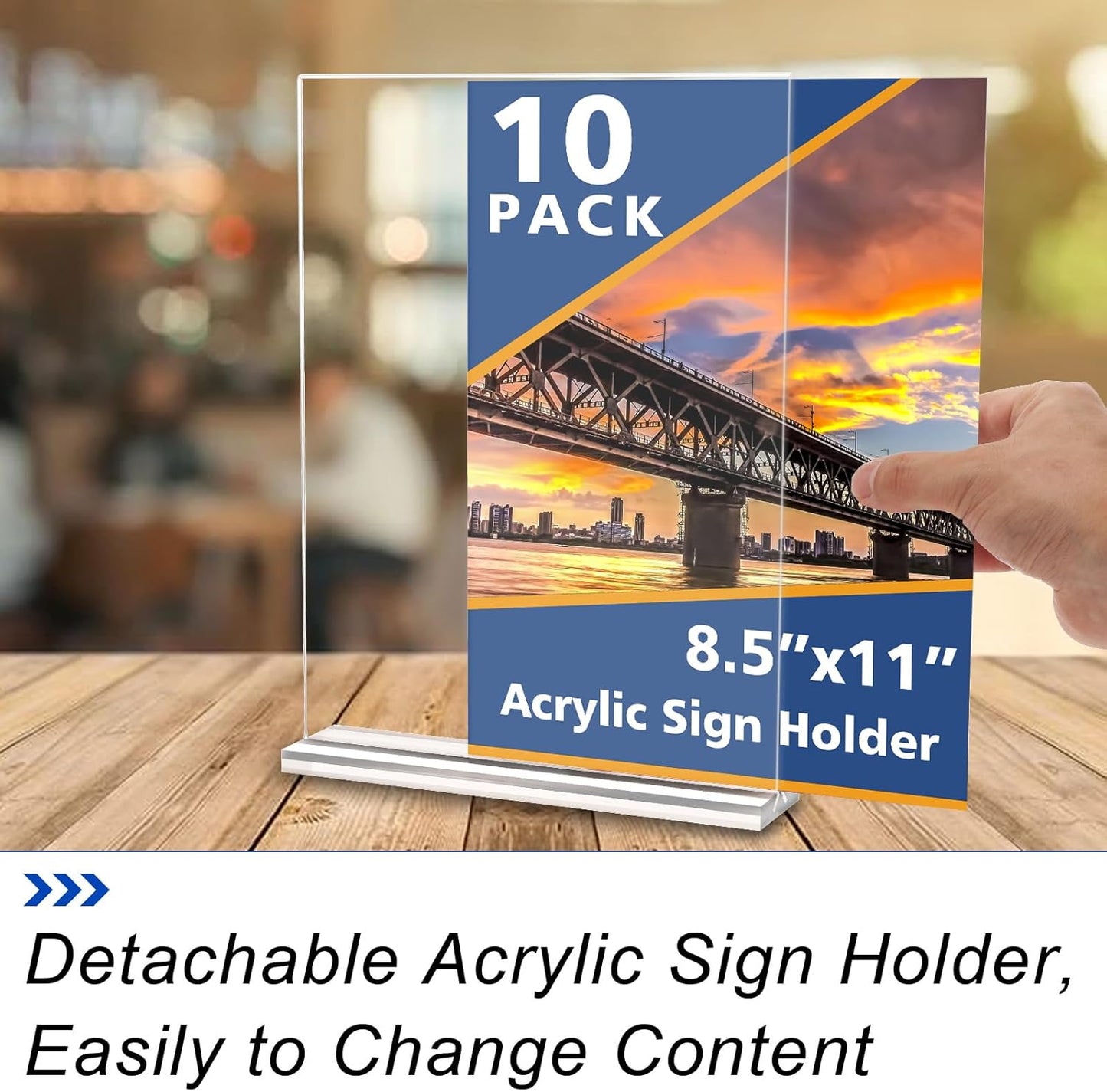 Acrylic Sign Holder,Clear Plastic Sign Holder8.5x11 inches Paper Card T Shape Double Sided Display Stand Picture Frame Desktop Menu Signs Office,Store, 6 Pack