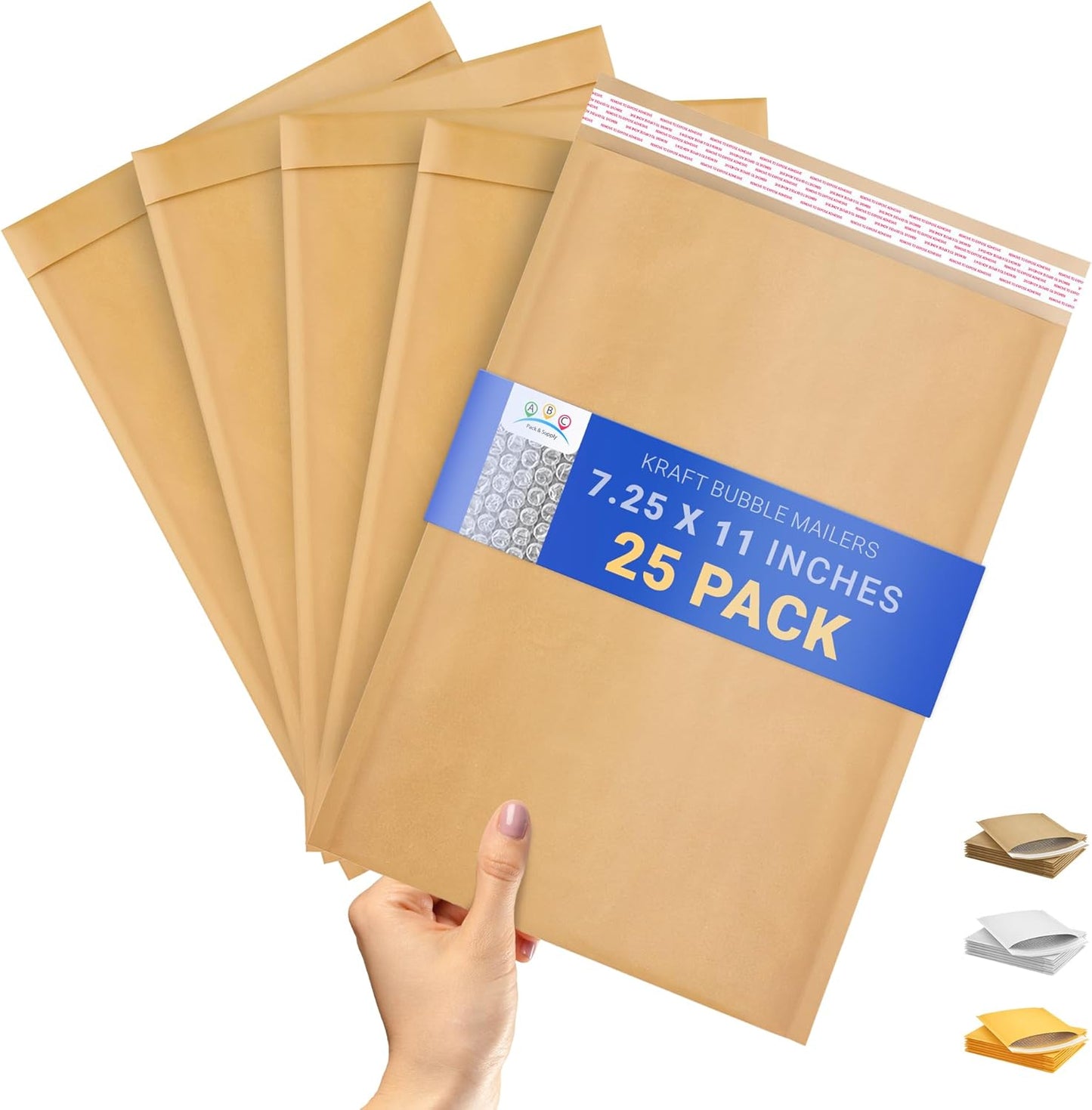 ABC PACK & SUPPLY Brown Kraft Bubble Mailer Envelopes, 7.25 x 11 Inches. 25 Pack Mail Padded Envelopes Self Seal. Kraft Bubble Mailers. Tear-Resistant Mailing Envelope Padded. Sturdy Paper Mailer