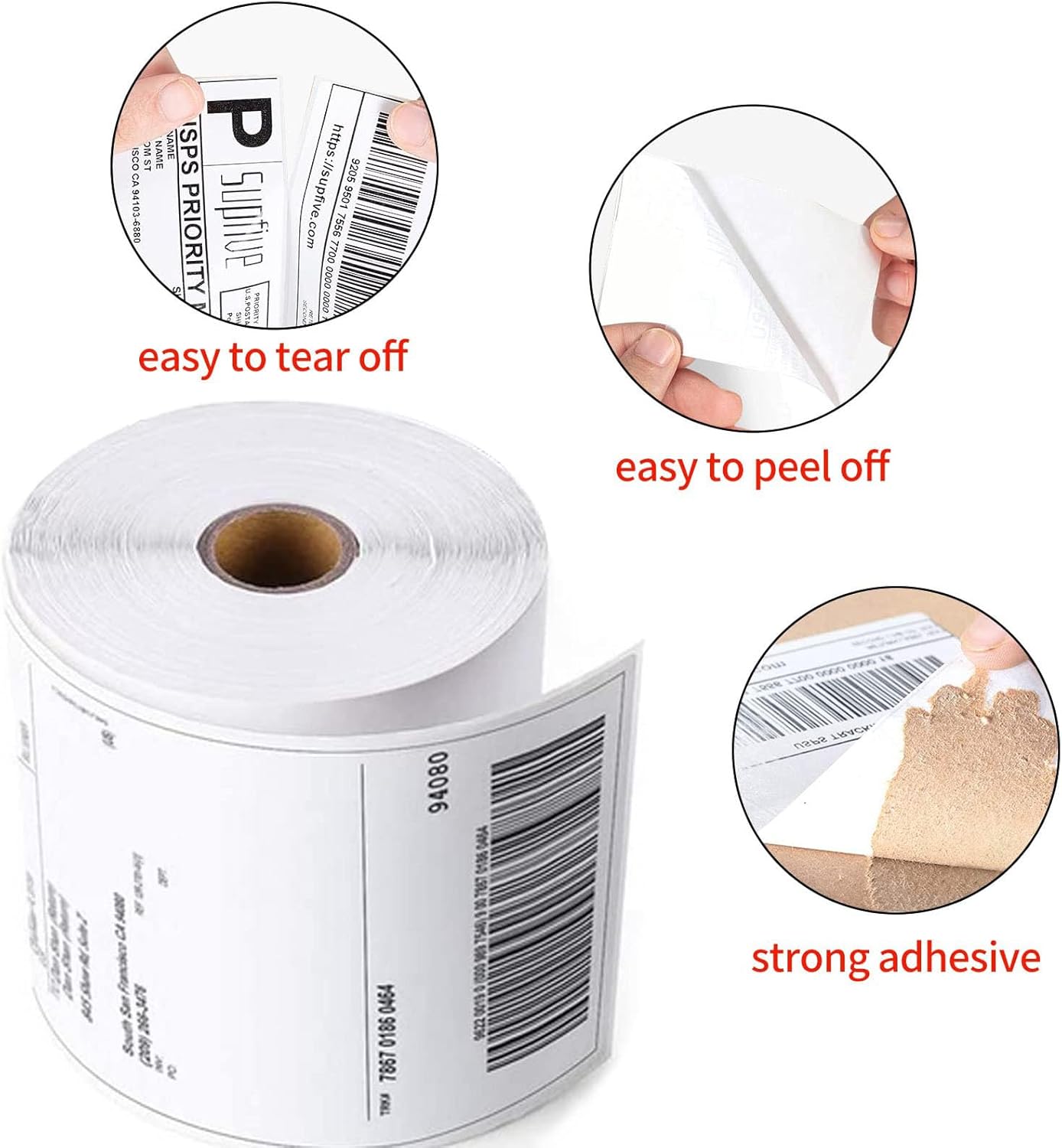 Direct Thermal Labels 4x6-450 Labels/Roll, Thermal Shipping Labels for Zebra 2844 ZP-450 ZP-500 ZP-505,4 Rolls,1800 Labels(NOT for DYMO)