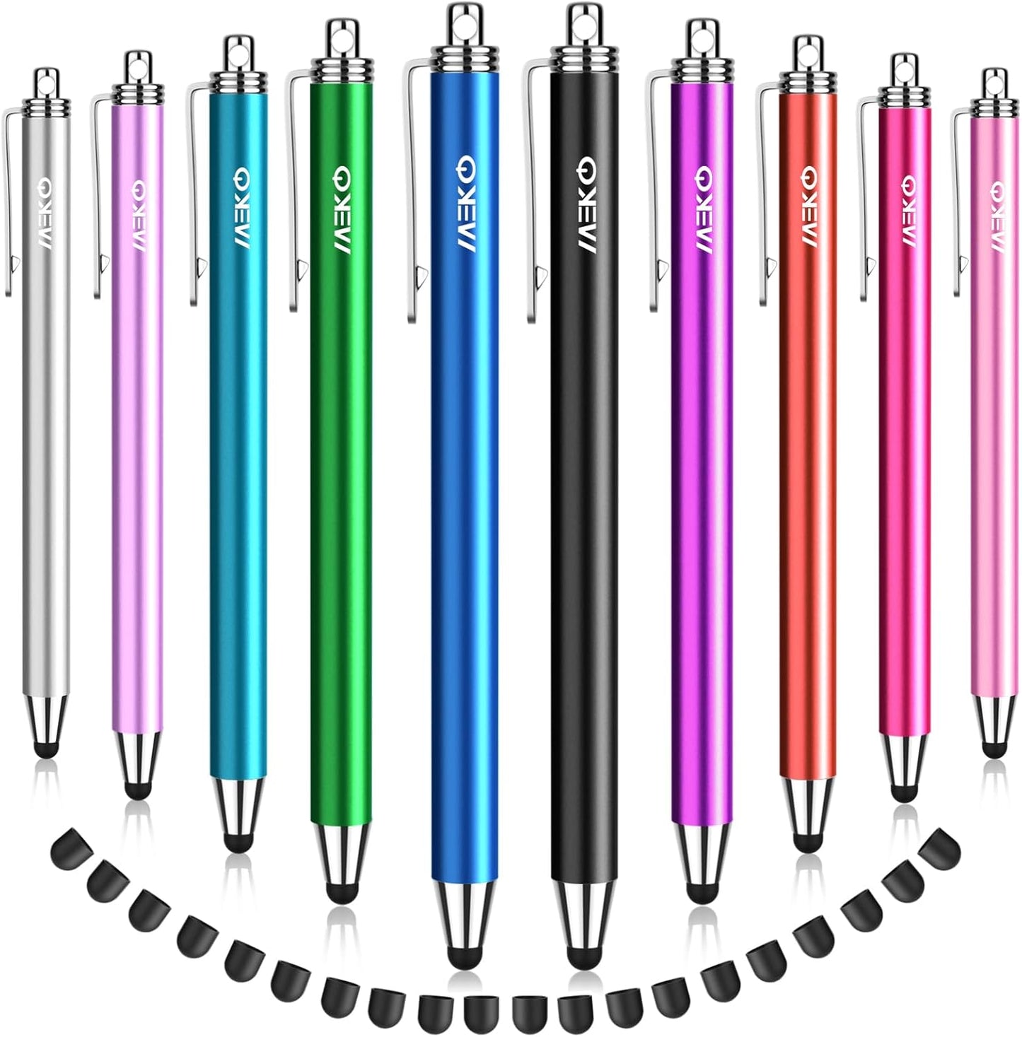 Stylus Pens for Touchscreens,MEKO 10 Pack Thin Rubber Tip Stylus Replaceable Tip Feature Bundle W/ 20 Pcs Replacement Tips for iPad iPhone Tablets Smartphone&All Touch Screen Devices(10 Stylus+20Tips)