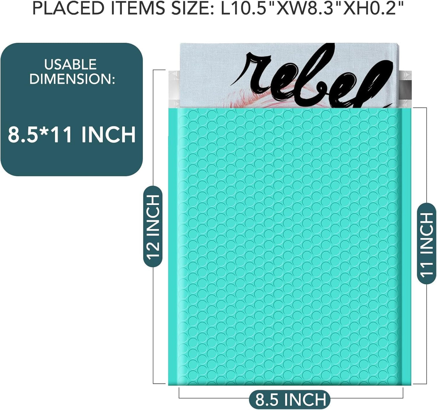Metronic 6000 Pack Bubble Mailer 8.5x12 Inch Teal,Usable Size 8.5x11" Waterproof Padded Envelopes,Self-Seal Modern Bubble Mailers Cushioning for Shipping,Jewelry Makeup Supplies,Gift Packaging Bulk
