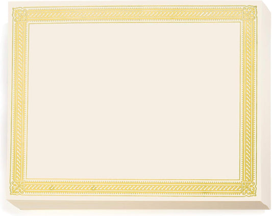 PaperDirect Gold on Cream Elite Specialty Certificates, 8½ x11, Foil Accents, 50 Count, Certificates And Awards Paper, For School, Work, Diplomas & Award Certificates