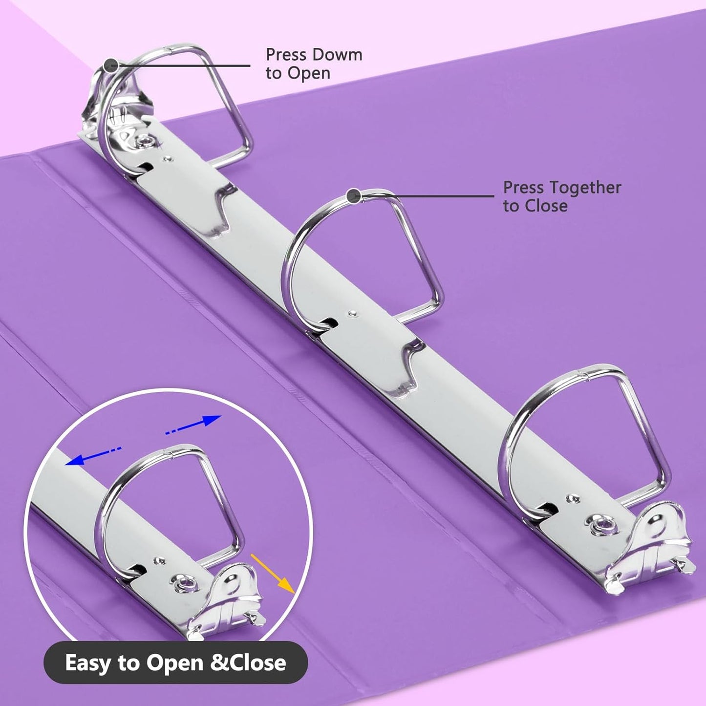 ViVin Sturdy 1.5 Inch 3 Ring Binder with Pockets, Slant-D Ring, PVC-Free, Customizable Clear View Binder,Holds 350 Sheets of 8.5" x 11" Paper,6 Pack (Purple)