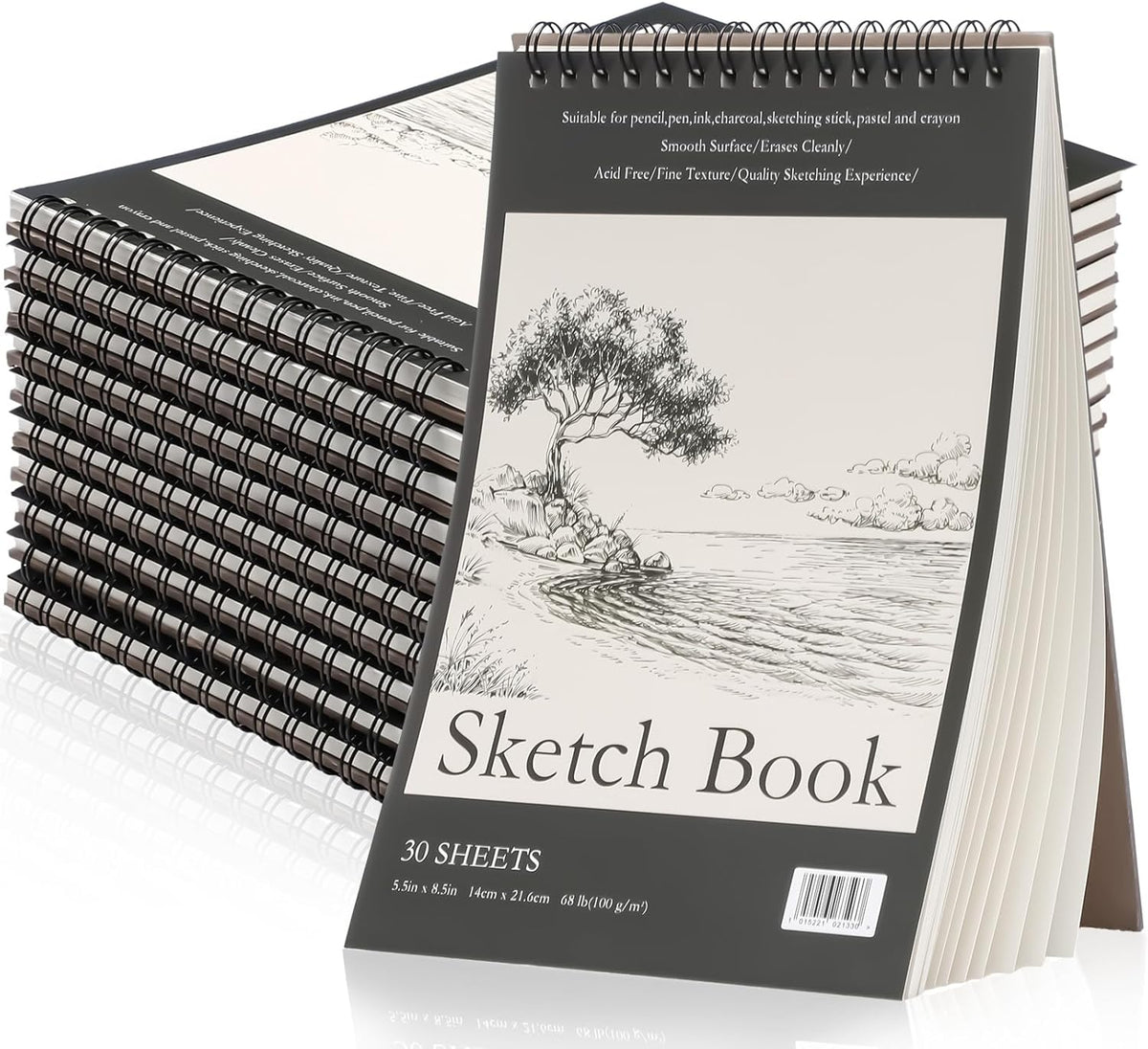 Jexine 40 Pcs 5.5'' x 8.5'' Top Spiral Bound Sketch Book 30 Sheet Each(68lb/100gsm), Sketching Drawing Pad Bulk Artist Sketch Pad Kids Drawing Paper Art Sketchbook for Painting (Tree)
