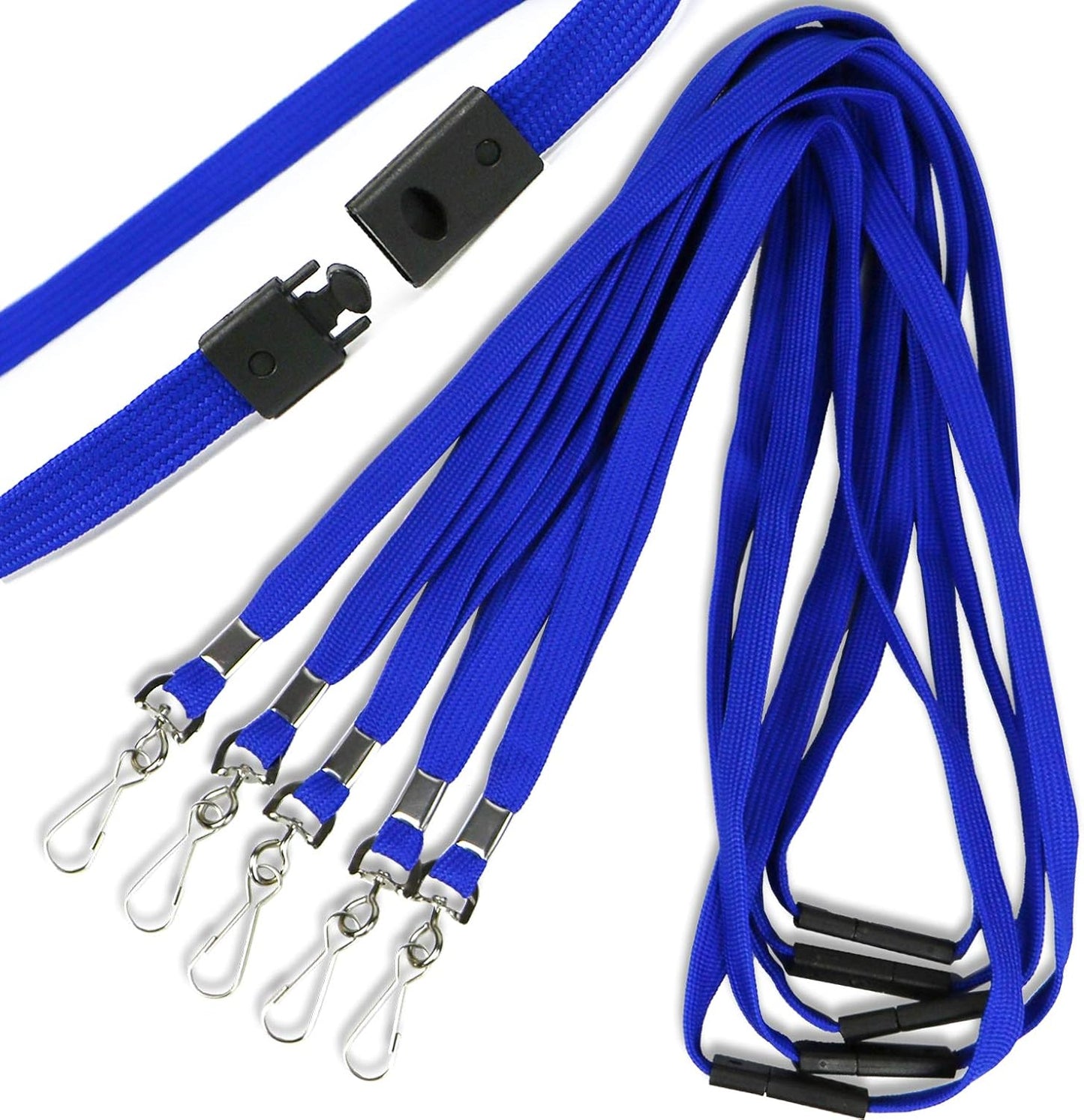 Safety Breakaway Lanyard with J-Hook Flat Lanyards for ID Badges Cruise Lanyard Bulk Preimum Lanyards for Women/Men Business Card NameTag Holder Lanyards Employee Students (Blue, Breakaway 100 Pack)