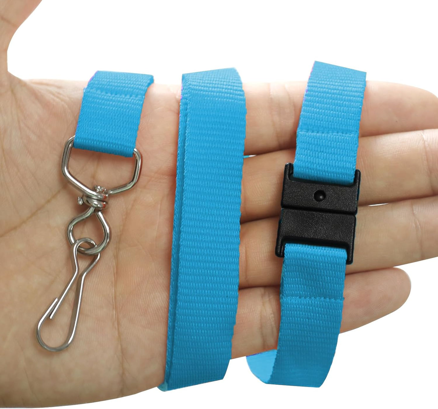 33 Pcs Breakaway Lanyards with Swivel J Hook Premium Bulk Flat Safety Lanyards for ID Badges, Schools, Students, Coaches, Festivals, Volunteers and Team Activities (Light Blue)