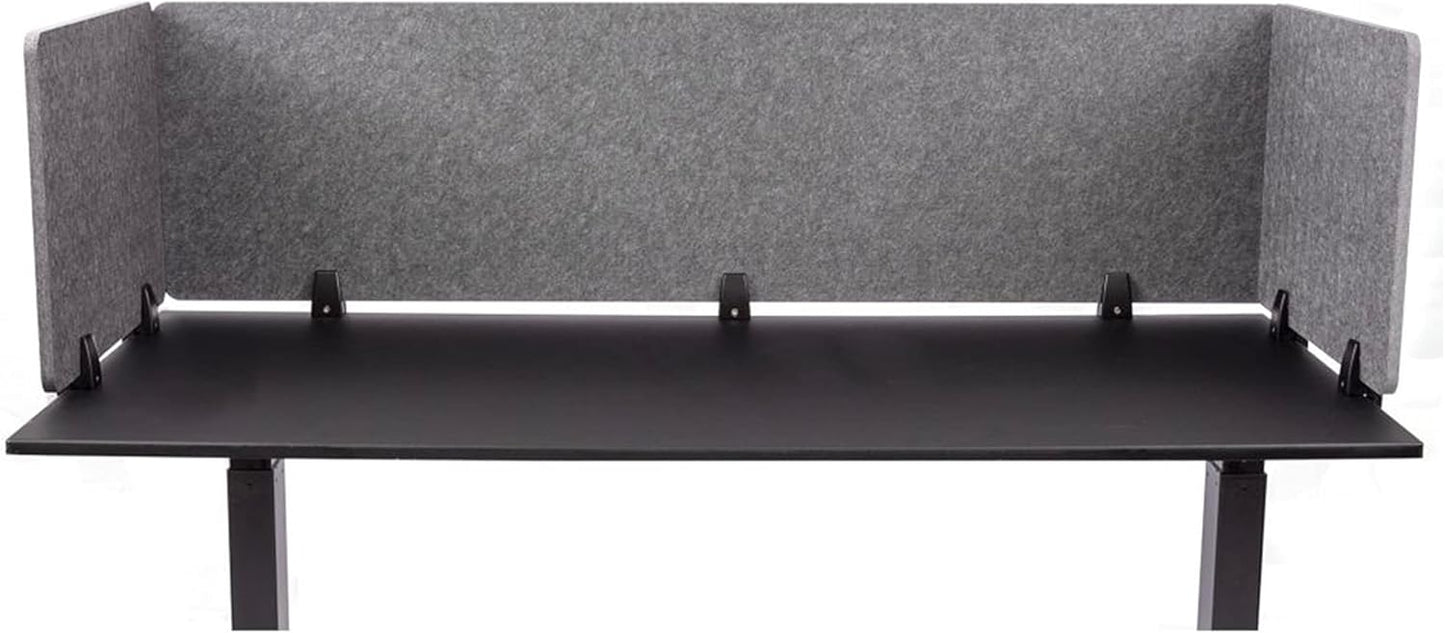 Stand Up Desk Store ReFocus Raw Clamp-On Acoustic Desk Divider Mounted Privacy Panel to Reduce Noise and Visual Distractions (Castle Gray, 59" x 16")