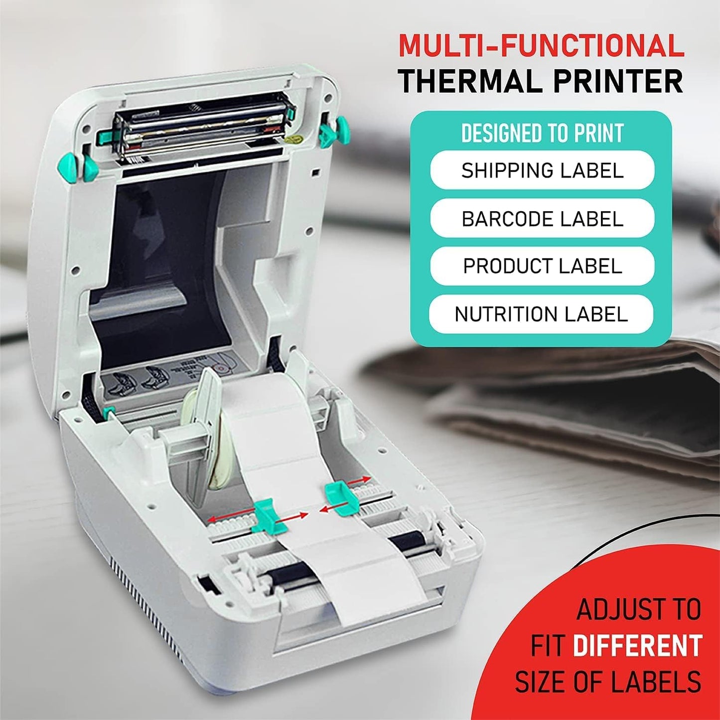 2054A Shipping Label Printer for Windows Mac Chromebook Android, Supports Amazon Ebay Paypal Etsy Shopify ShipStation Stamps UPS USPS FedEx DHL, Roll & Fanfold 4x6 Direct Thermal Label