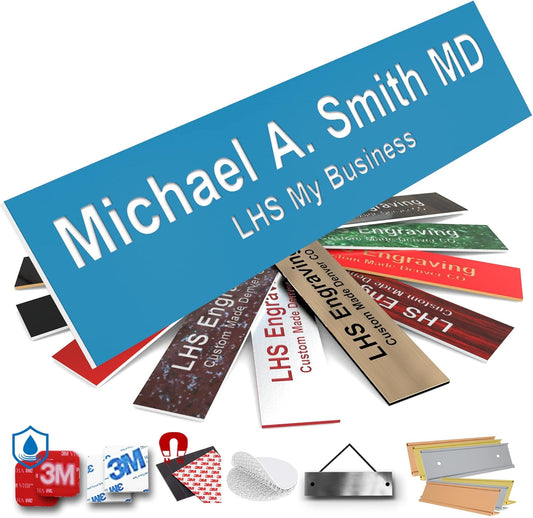 Engraved Name Plates for Desk and Door Signs Personalized Plastic Nameplate | Made in USA