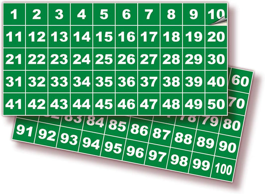 iSYFIX Green Consecutive Number Stickers – 1 to 100, 1-inch, 1 Set – Vinyl Self Adhesive Premium Decal, Ideal for Inventory, Storage, Organizing, Boxes, Bins, Toolbox, Lockers & More, Indoor/Outdoor