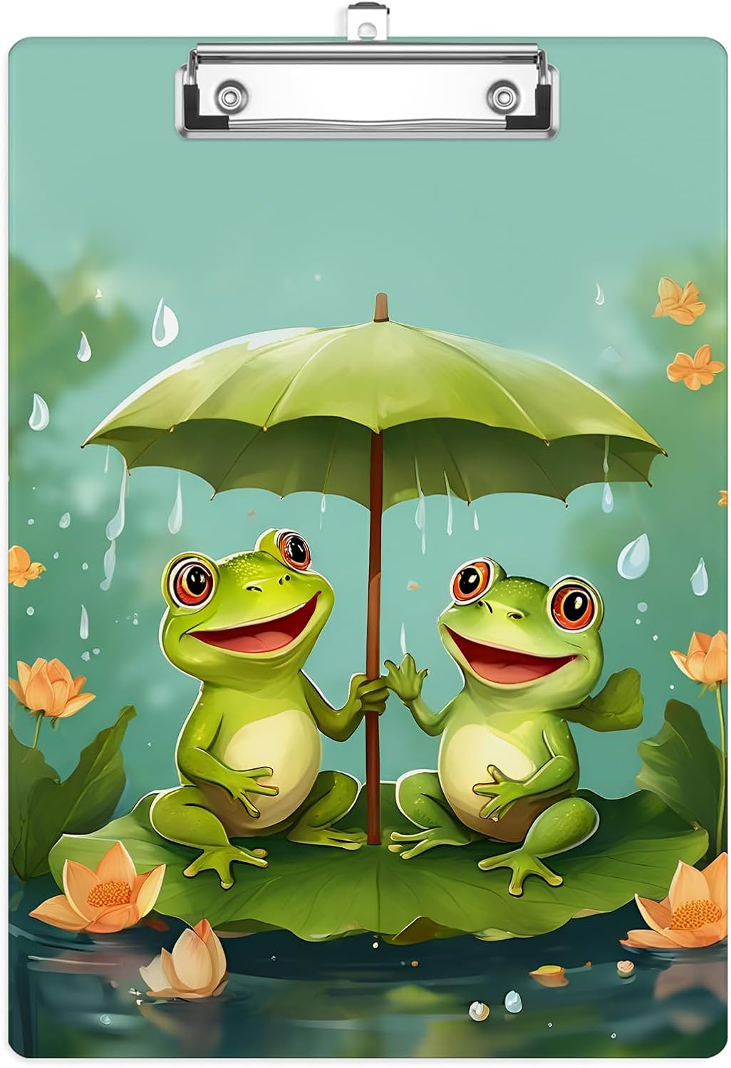 Cute Frog Lotus Leaf Plastic Clipboards,Cute Fashion Clipboard Decorative 8.5" x 12.5"Standard A4 Size Clipboards,Acrylic Clipboard for Teacher,Social Worker,Students,Nurse,Office Supplies
