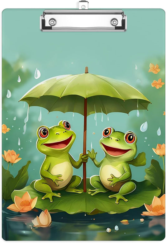 Cute Frog Lotus Leaf Plastic Clipboards,Cute Fashion Clipboard Decorative 8.5" x 12.5"Standard A4 Size Clipboards,Acrylic Clipboard for Teacher,Social Worker,Students,Nurse,Office Supplies