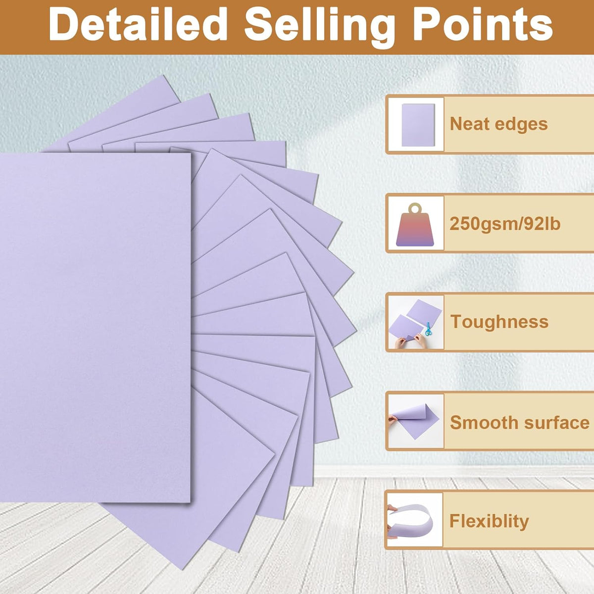 120 Sheets Purple Cardstock 8.5 x 11 Certificate Paper, 92lb Heavyweight Card stock Lavender Paper for DIY Card Making, Greeting Cards, Wedding Invitations, Graduations
