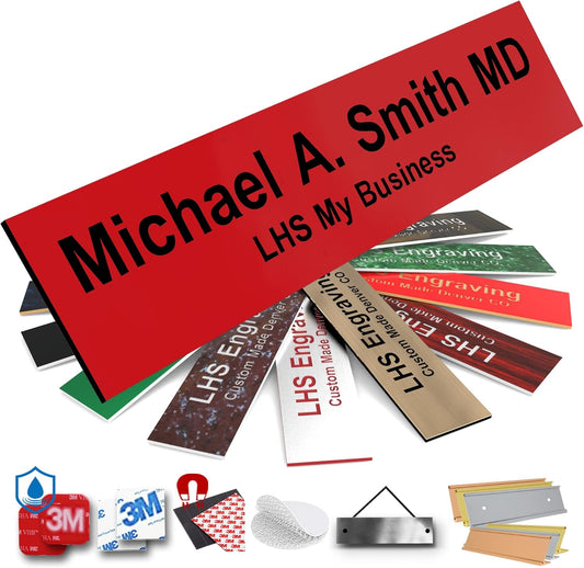 Engraved Custom Door Plate Red Plastic Office Door Sign with Black Letters - Made in USA 2x12 B14