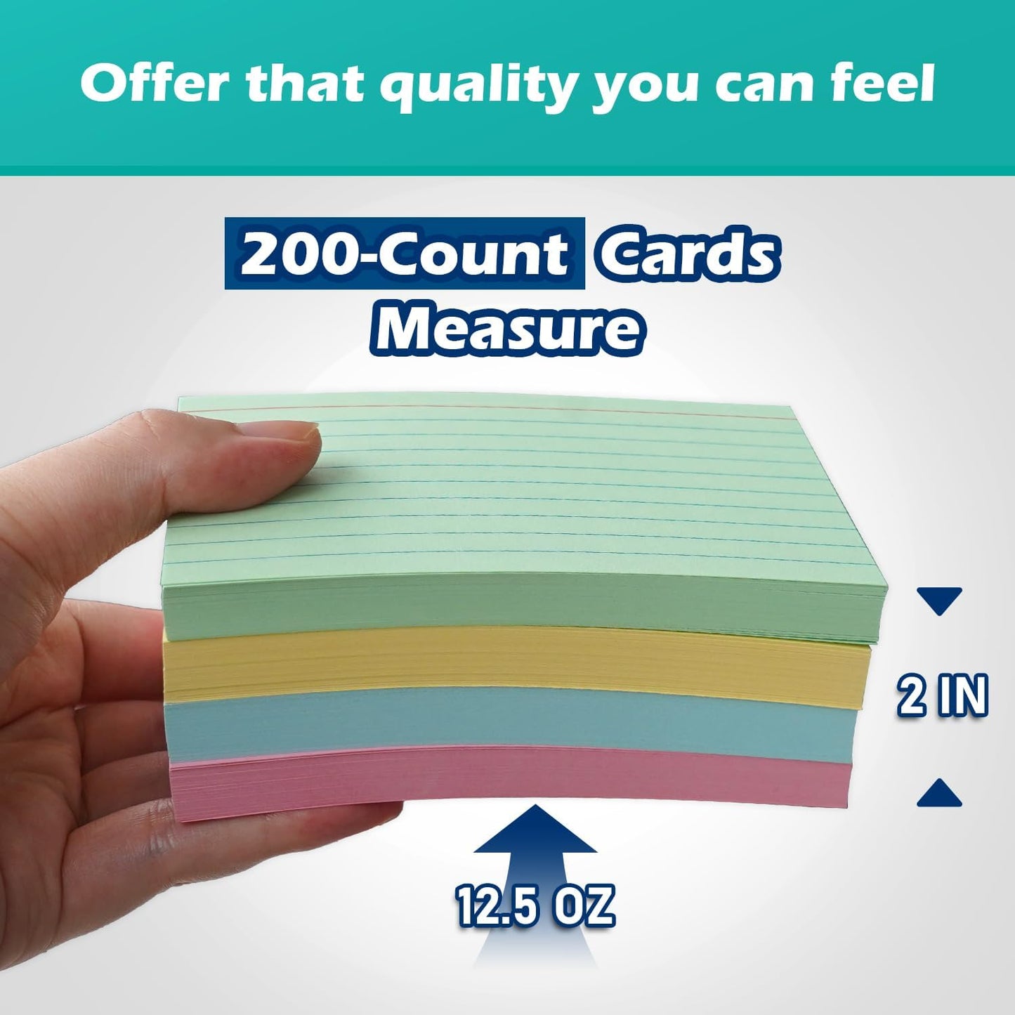Green Lined Index Cards 3x5 Ruled Note Cards 100 Count, 180 gsm Heavy Weight
