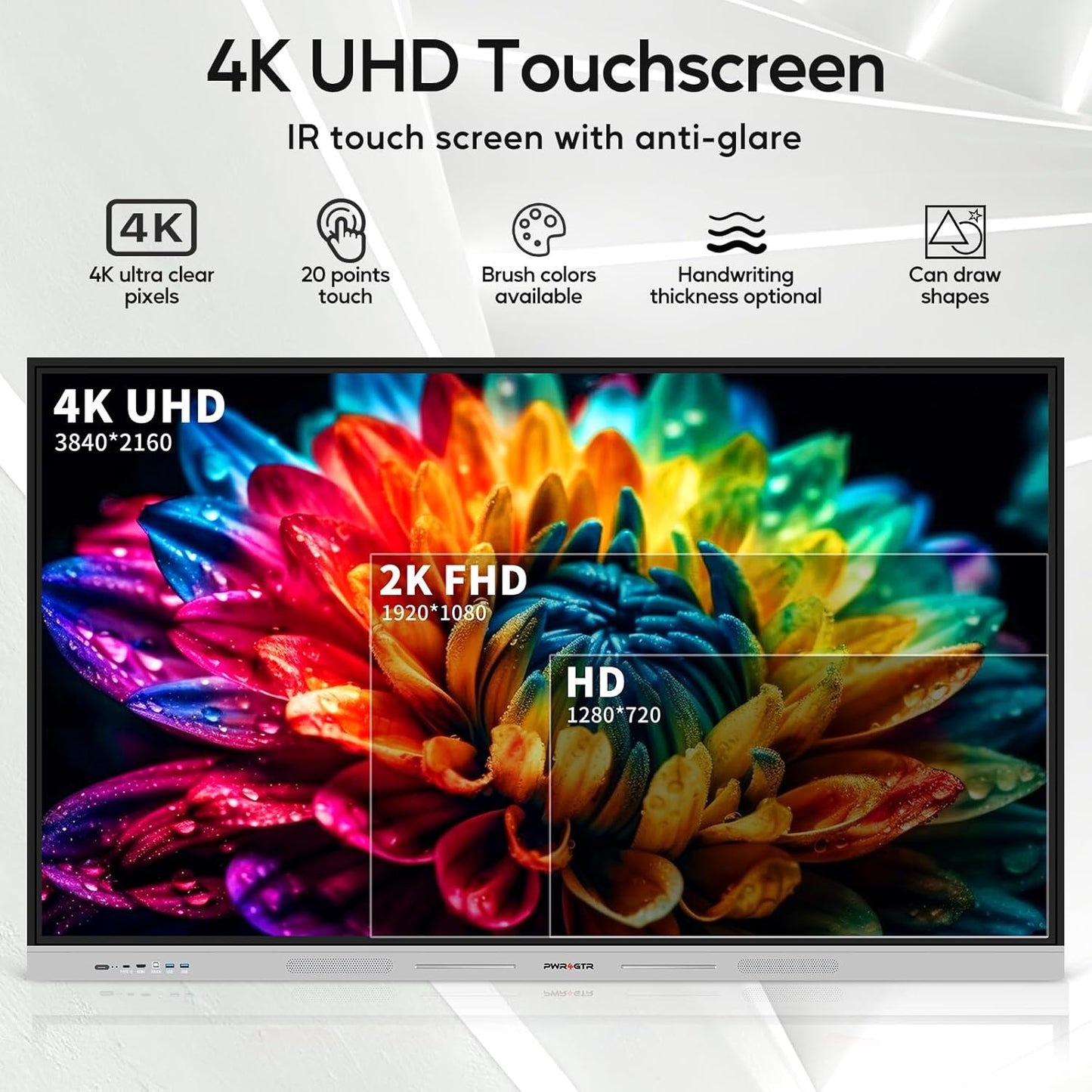 Smart Board | 55" Interactive Whiteboard | 4K UHD | Android 14 | 8+128GB | Digital Whiteboard, Electronic White Board for Classroom Home Office | Wall Mount Included