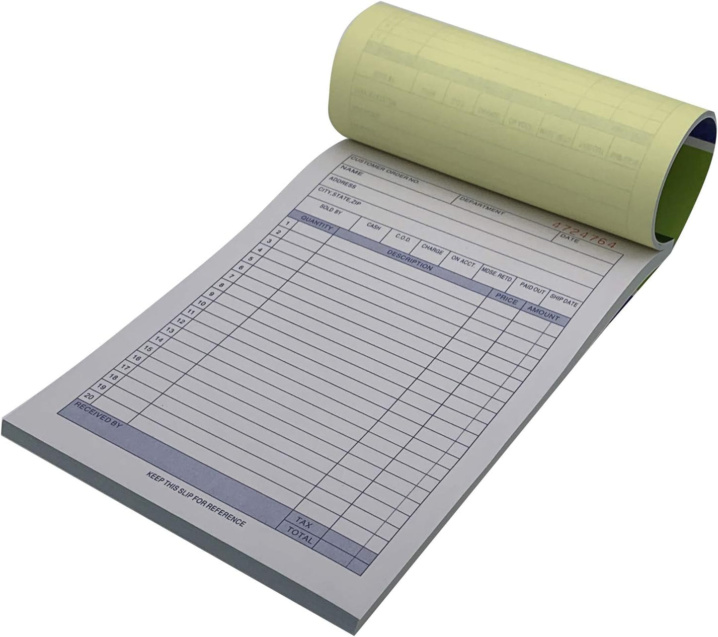 10 Pack Large Sales Order Book Receipt Invoice Duplicate Carbonless 50 Sets 5-9/16" X 8-7/16 (142X215mm) (10 pck Large 5-9/16" x 8-7/16")