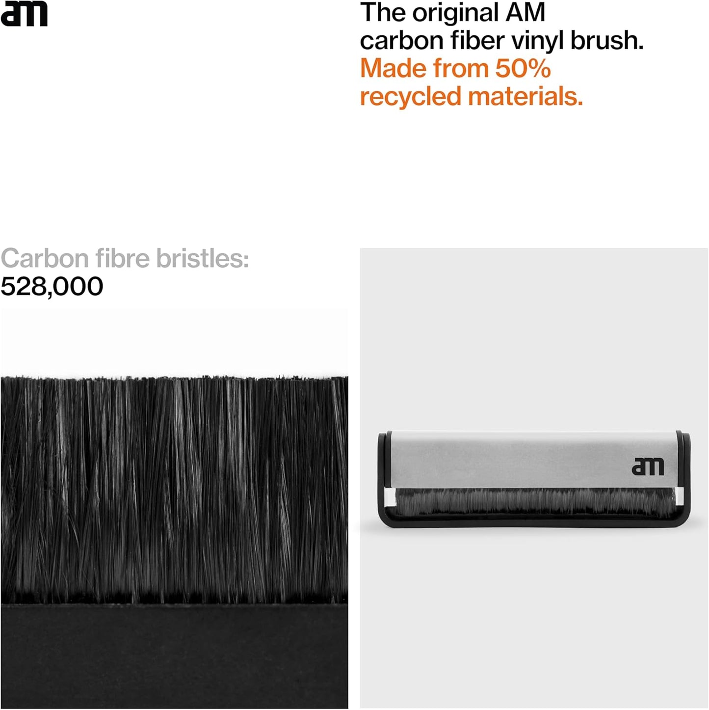 am Vinyl Record Cleaner Brush – Ultra-Fine Carbon Fiber Anti-Static Brush for Vinyl Records – Must-Have Record Player Accessory for Removing Dust, Reducing Friction & Preserving LP Sound, Silver