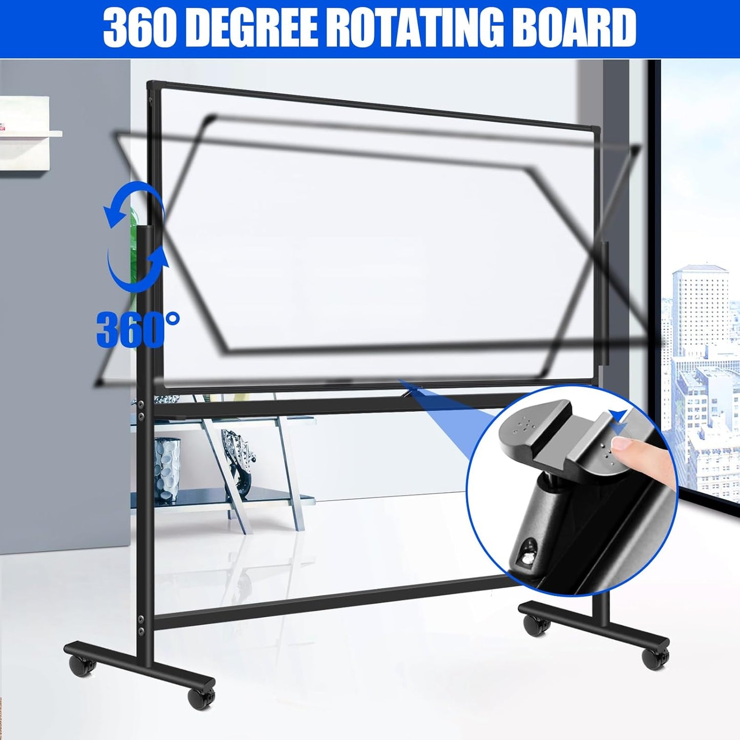 Magnetic Mobile Whiteboard 72 X 48 Rolling White Boards on Wheels, Large Double-Sided 6' x 4' Dry Erase Board with Stand, Standing White Board with Eraser & Marker & Magnet & Magnetic Calendar