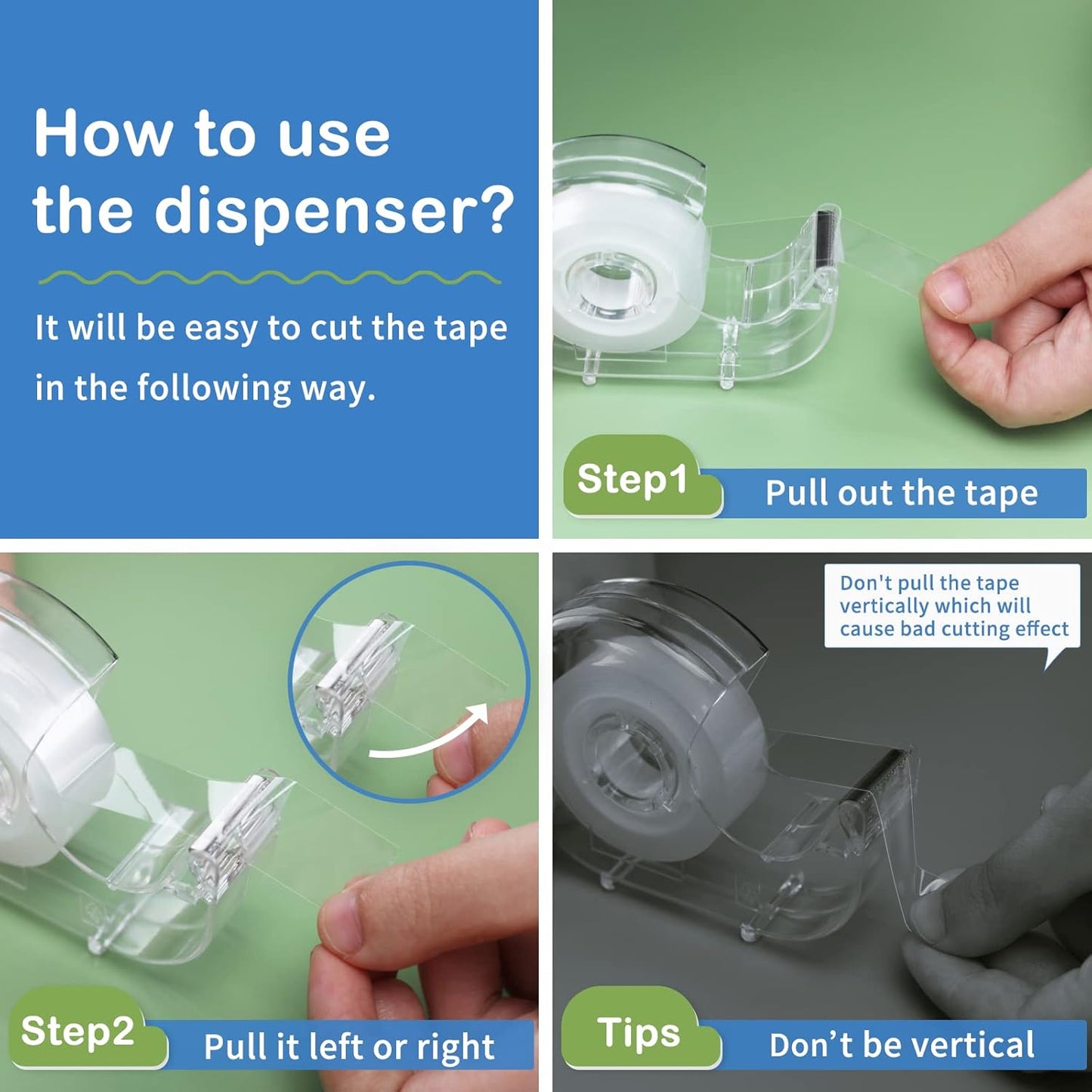 24 Pcs Transparent Tape with Dispenser, 0.7 in x 1000 in Clear Tapes and Refillable Dispensers, Office Tape Rolls with Dispenser Bulk for Craft Jobs, Gift Wrapping, Repairing, Home and School