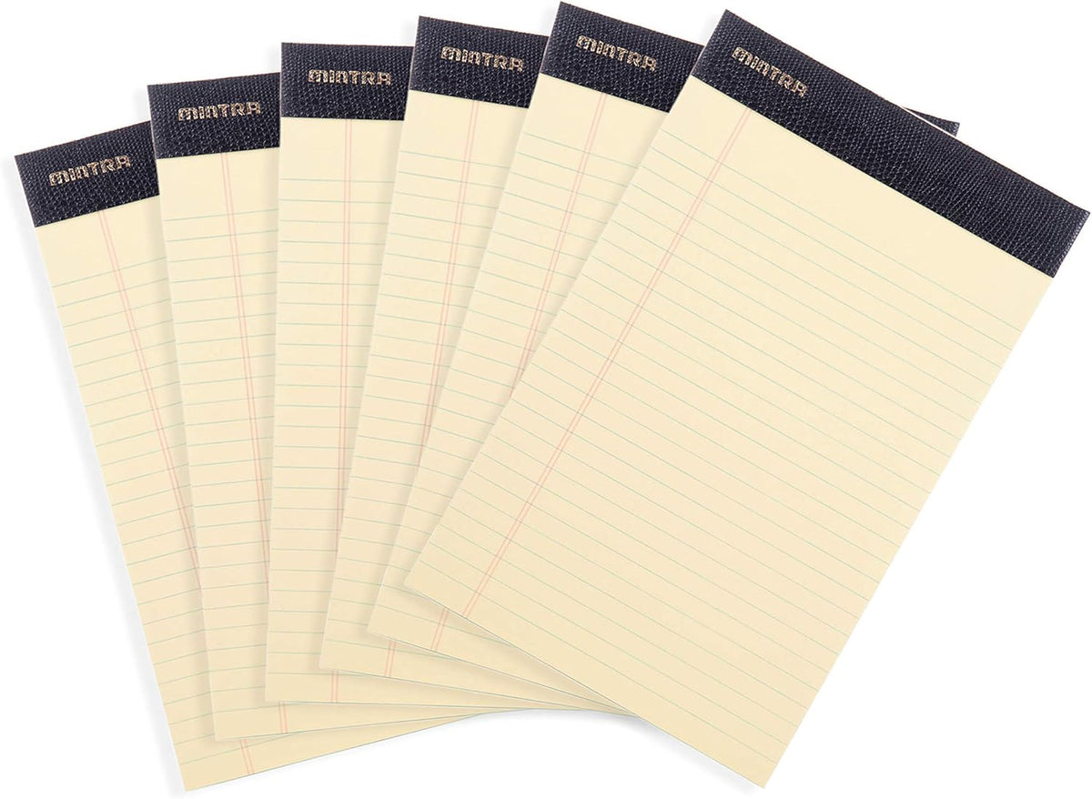 Mintra Office Legal Pads - ((PREMIUM CANARY 6pk, 5in x 8in, NARROW RULED))