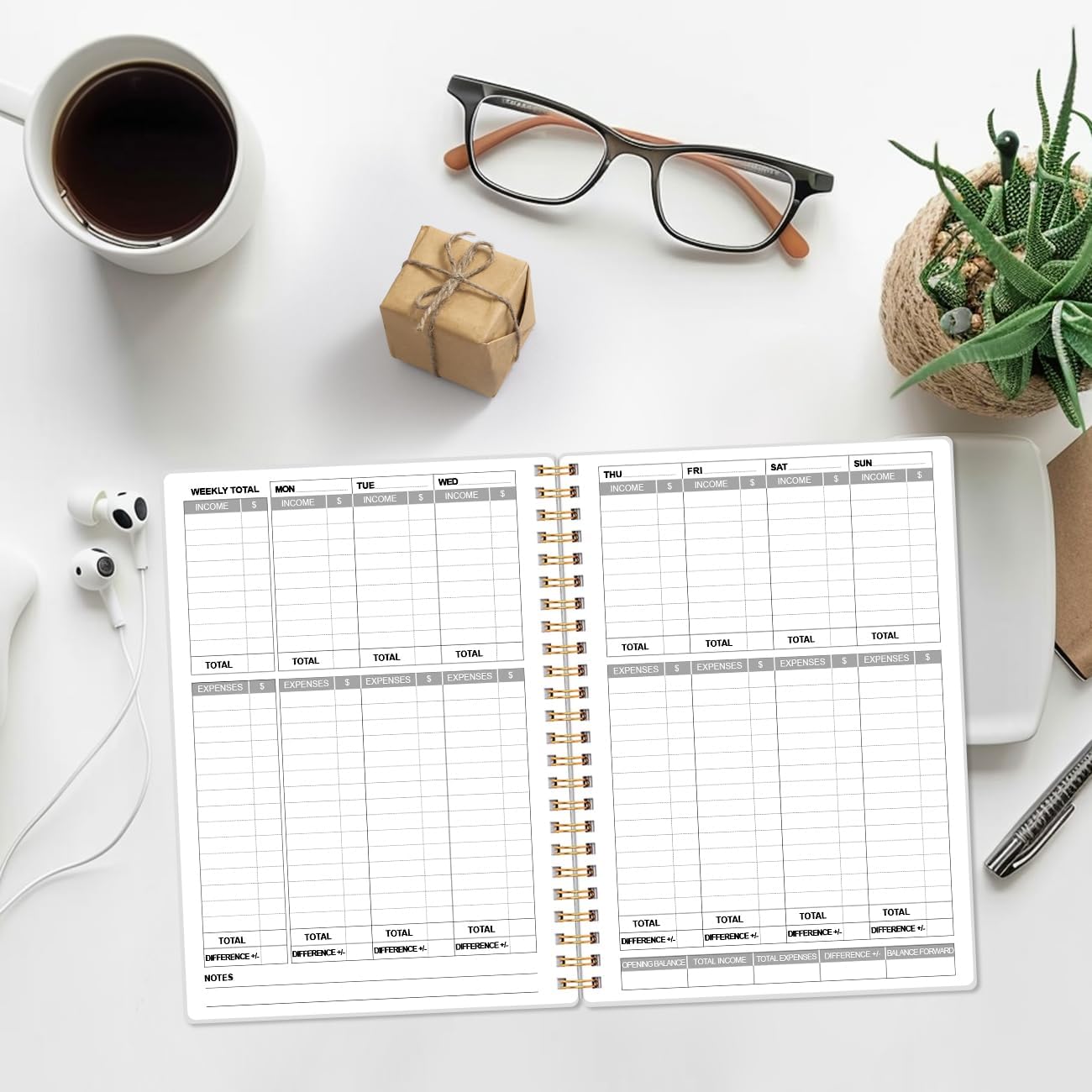 Heveboik Income & Expense Log Book - A5 Income and Expense Tracker for Small Business, Accounting Bookkeeping Tracking for Woman and Man, 5.8" x 8.3", Rose Leaf