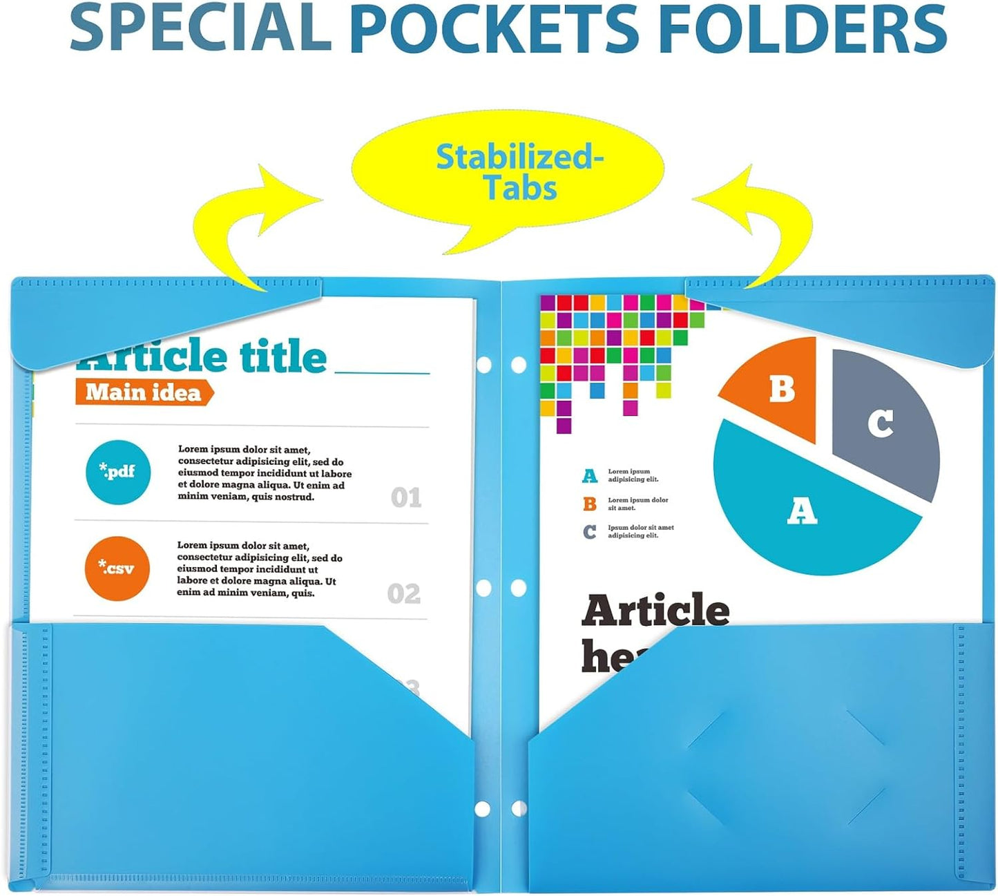 TEWRLANDE 16 Packs Heavy Duty 3 Pocket Folders with Holes, Plastic Folders with Clear Front Pocket for 3 Ring Binder, for Letter Size Paper, Assorted Colors/Card Slot