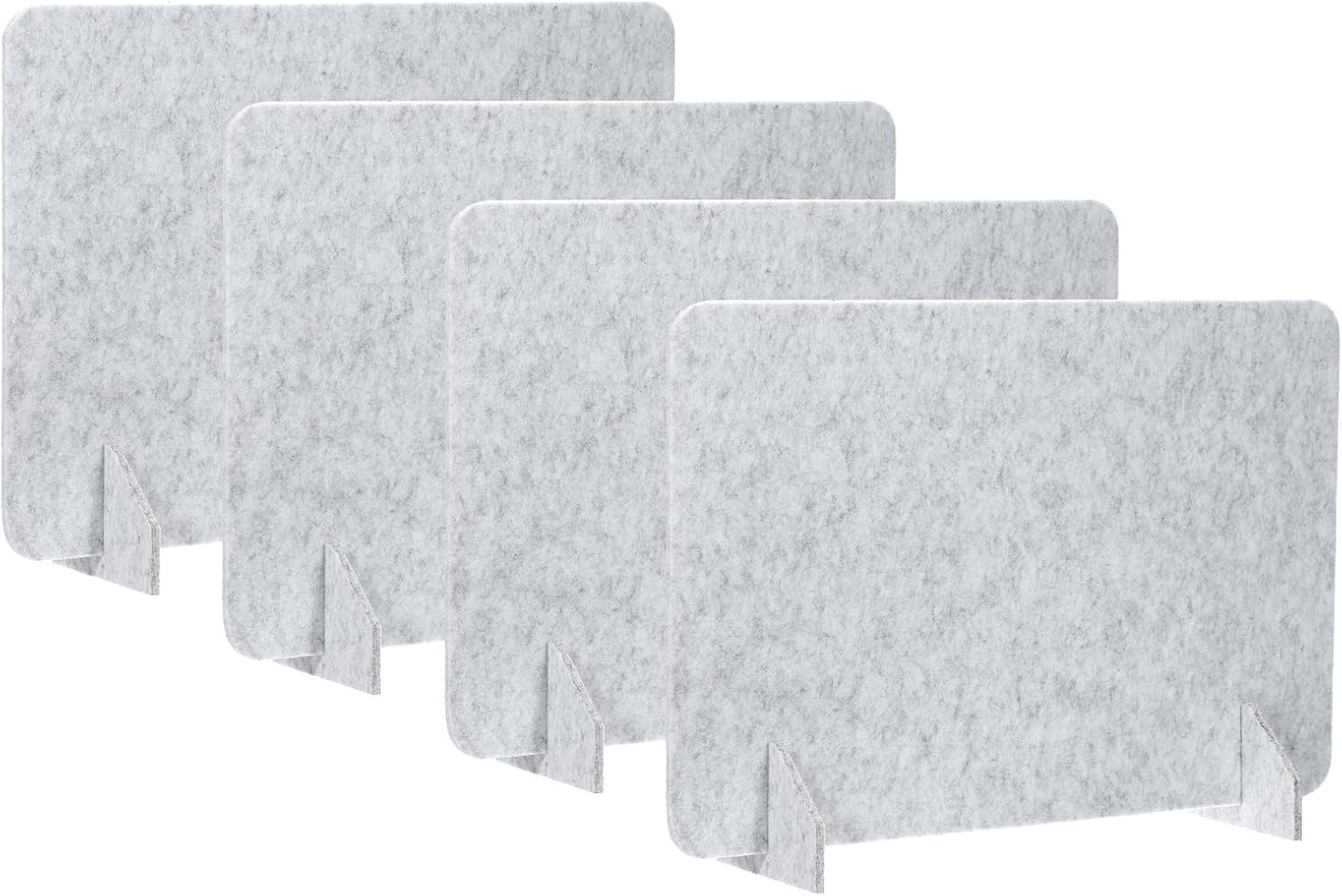 PATIKIL Desk Divider, 4 Set 24 x 16 Inch Acoustic Freestanding Desk Divider Desk Privacy Panel with 8 Pcs Support Feet for Library Office Workstation,Light Grey