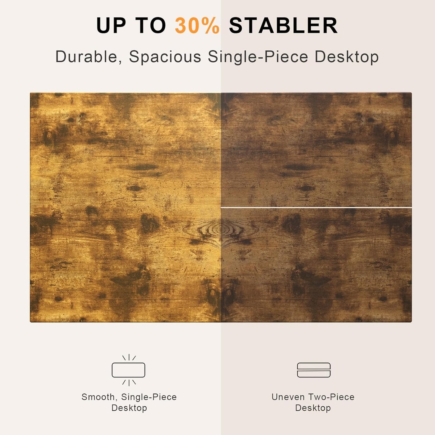 48x24 Inches Whole Piece Electric Standing Desk, Seamless One Piece Height Adjustable Sit to Stand up Desk for Home Office, Ergonomic Computer Workstation, Rustic Brown