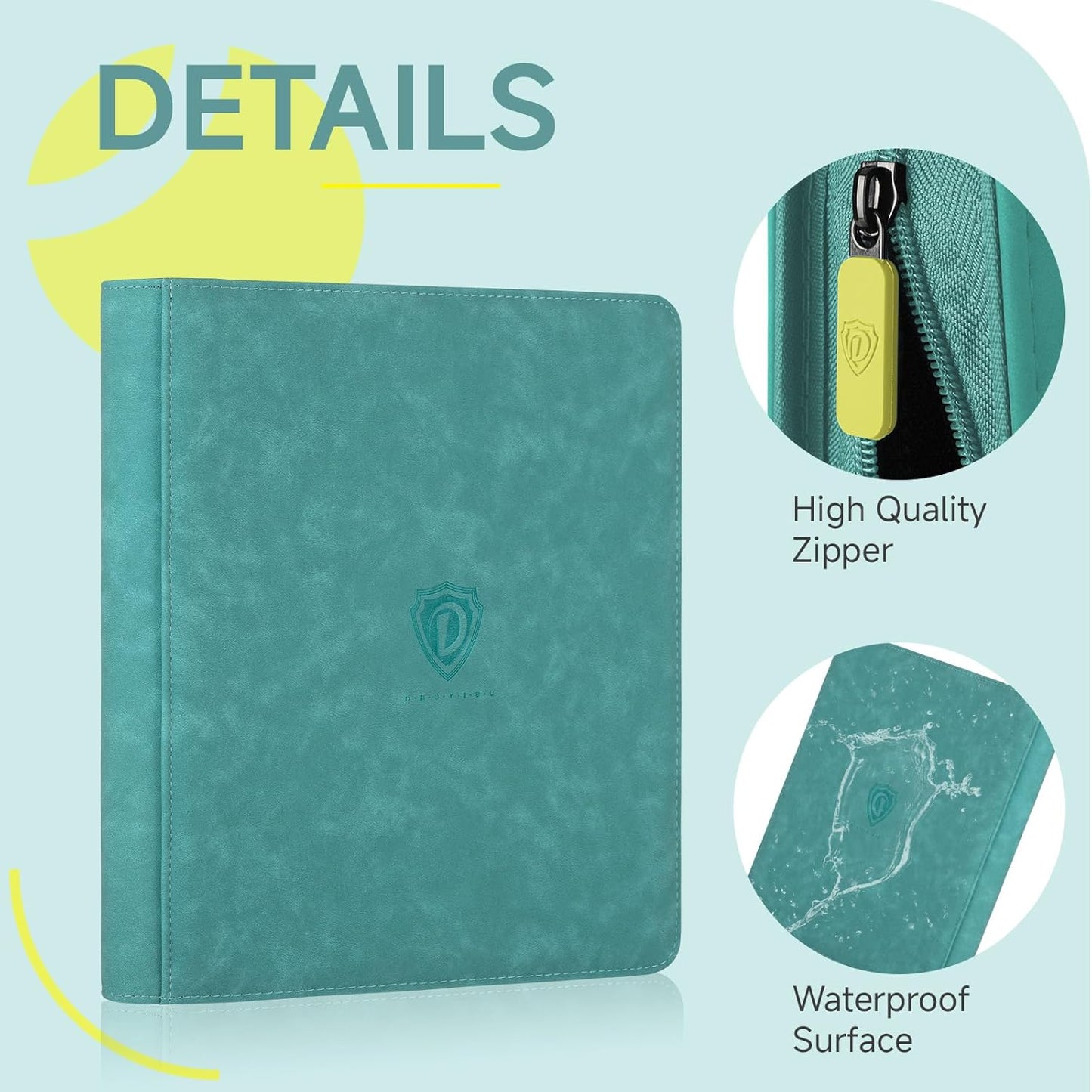 Trading Card Binder with Zip,12 Pockets Card Binder,720 Double Sided Pocket Card Collection Binder,Card Album Card Folder for MTG,TCG,Sports Cards,Game Cards,Green