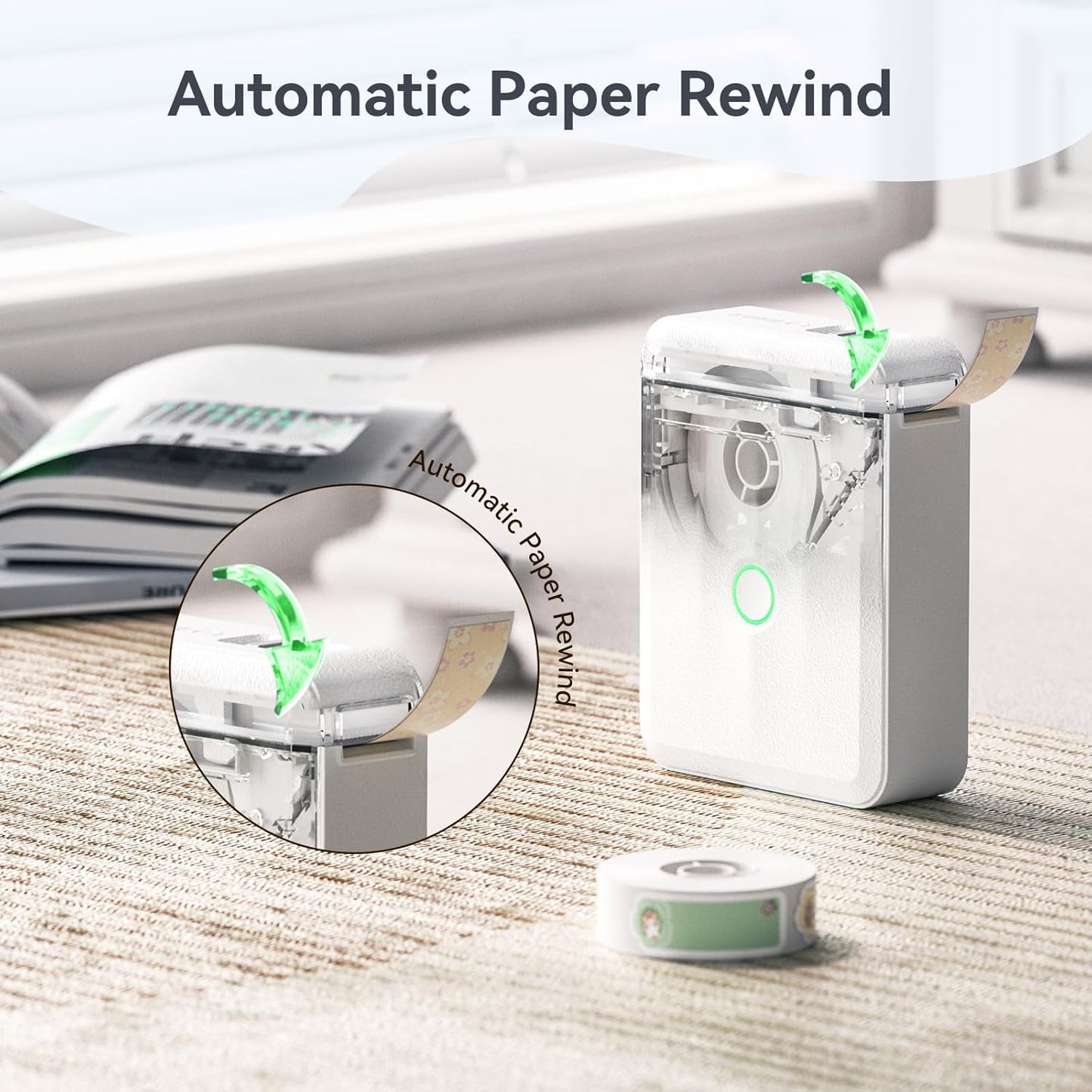 NIIMBOT D110 Upgraded Version Mini Label Maker Machine with Tape, Portable Bluetooth Thermal Printer, Sticker Labeler with Multiple Templates for Office Organization Home Kitchen School, White