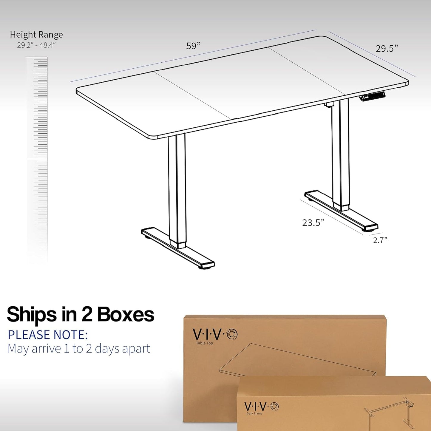 VIVO Electric 60 x 30 in Standing Desk, Memory Height Adjustment, 1B Series, Dark Gray Top Black Frame, DESK-KIT-1B6G-30