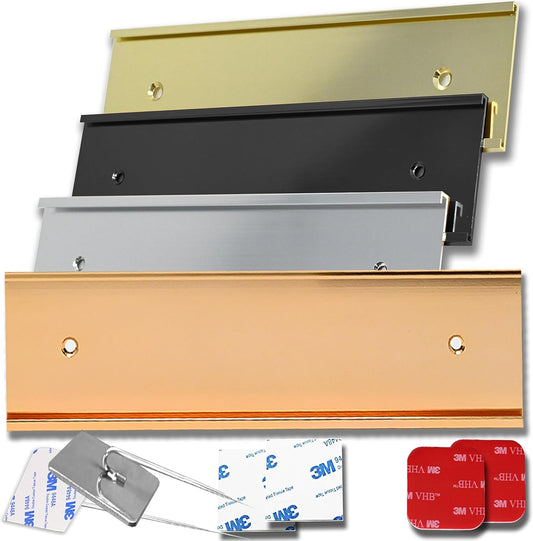 Executive Wall Nameplate Sign Holder Rose Gold Aluminum Fits 2x12 Plastic Office Door Name Plate or Cubicle Option| Made in USA