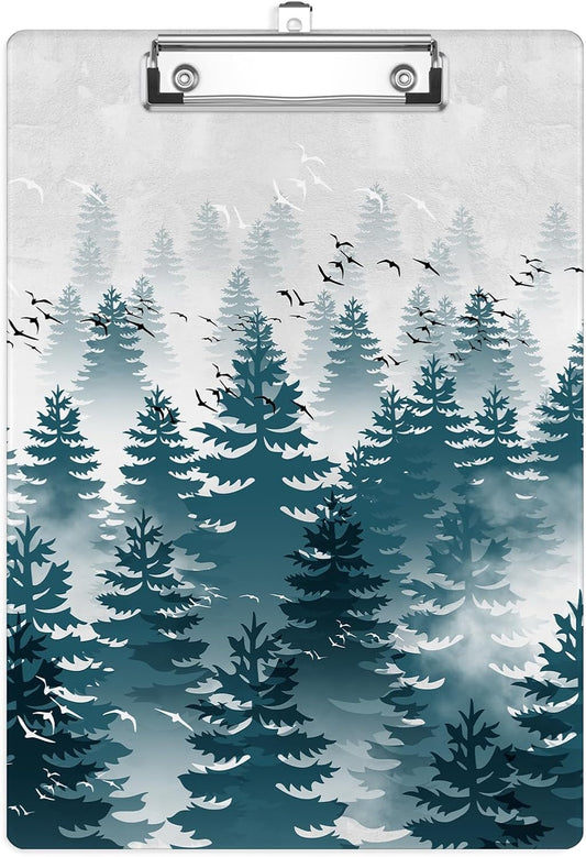 Misty Forest Plastic Clipboards,Cute Fashion Bird Clipboard Decorative 8.5" x 12.5"Standard A4 Size Clipboards,Acrylic Clipboard for Teacher,Social Worker,Students,Nurse,Office Supplies