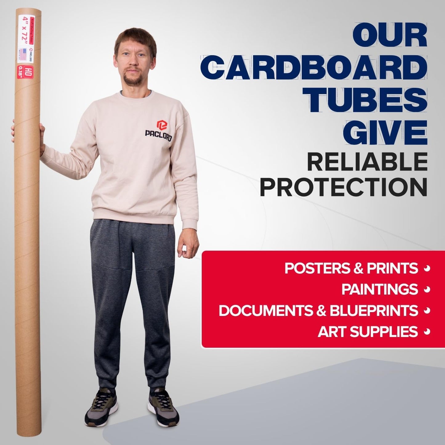 4" x 72" Heavy-Duty Reinforced Cardboard Mailing Tube, Pack of 6 Tubes with 12 Caps – Secure USPS Approved – Great for Shipping and Storing of Prints, Artwork, Posters or Documents