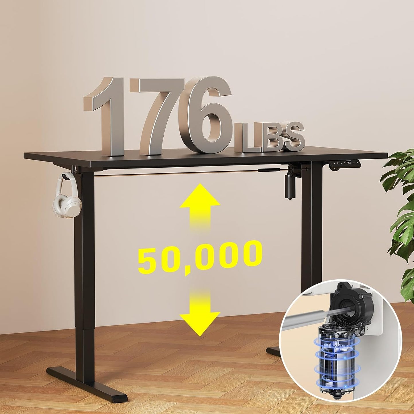 55x28 Inches Whole Piece Electric Standing Desk, Seamless One Piece Height Adjustable Sit to Stand up Desk for Home Office, Ergonomic Computer Workstation, Black