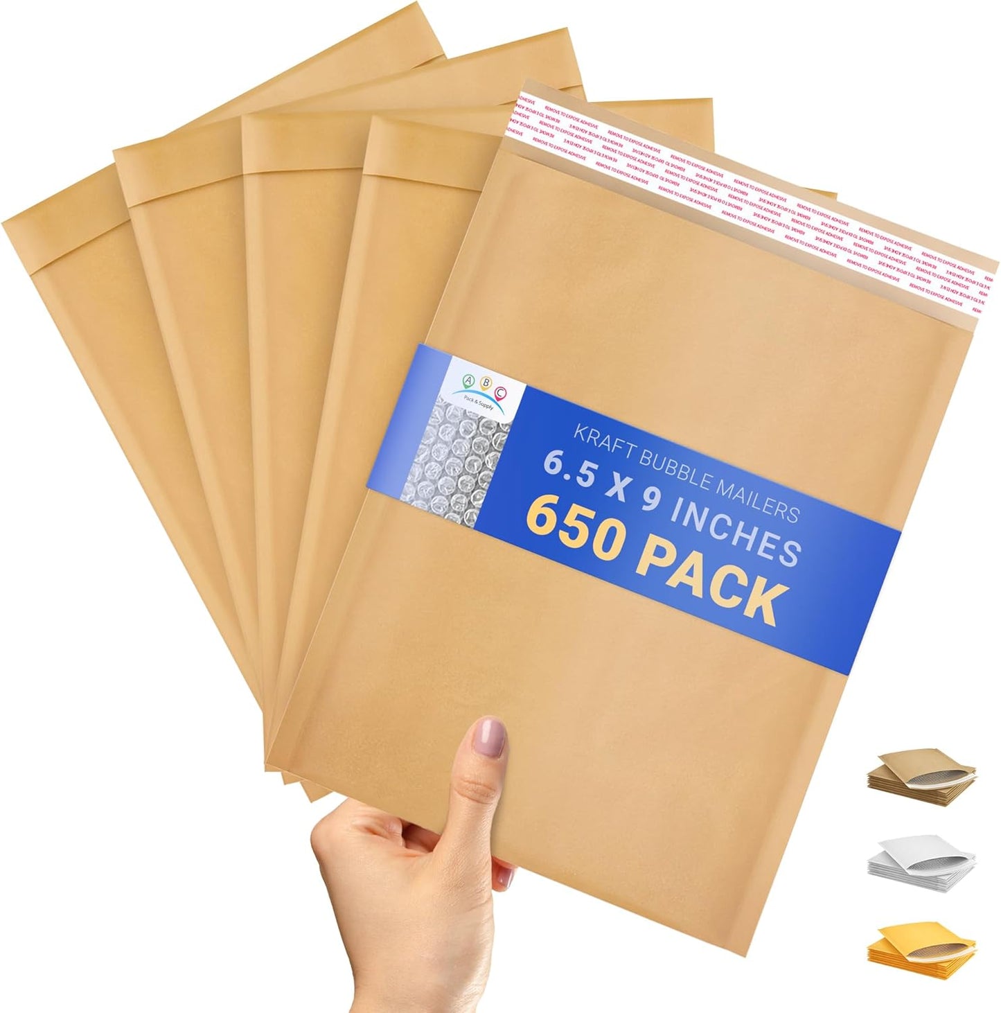 ABC PACK & SUPPLY Brown Kraft Bubble Mailer Envelopes, 6 x 9 Inches. 650 Pack Mail Padded Envelopes Self Seal. Kraft Bubble Mailers. Tear-Resistant Mailing Envelope Padded. Sturdy Paper Mailer