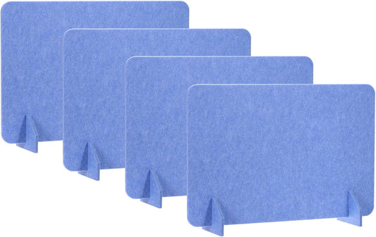PATIKIL Desk Divider, 4 Set 24 x 16 Inch Acoustic Freestanding Desk Divider Desk Privacy Panel with 8 Pcs Support Feet for Library Office Workstation,Blue