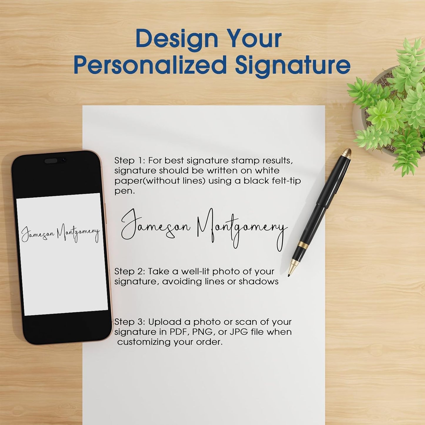 Personalized Self -Inking Signature Stamp, Custom Signature Stamp for Signing Name and Checks with Clear, Consistent Impressions & Effortless Stamping